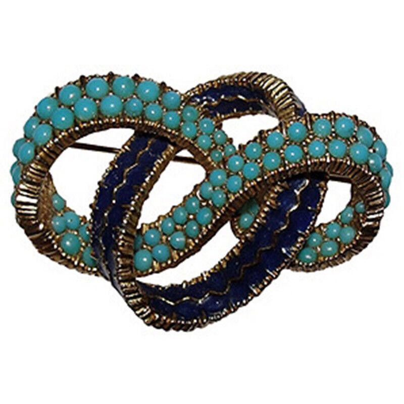 Designer Ciner Enamel & Turquoise Pin Size ONE SIZE - 1 Thumbnail