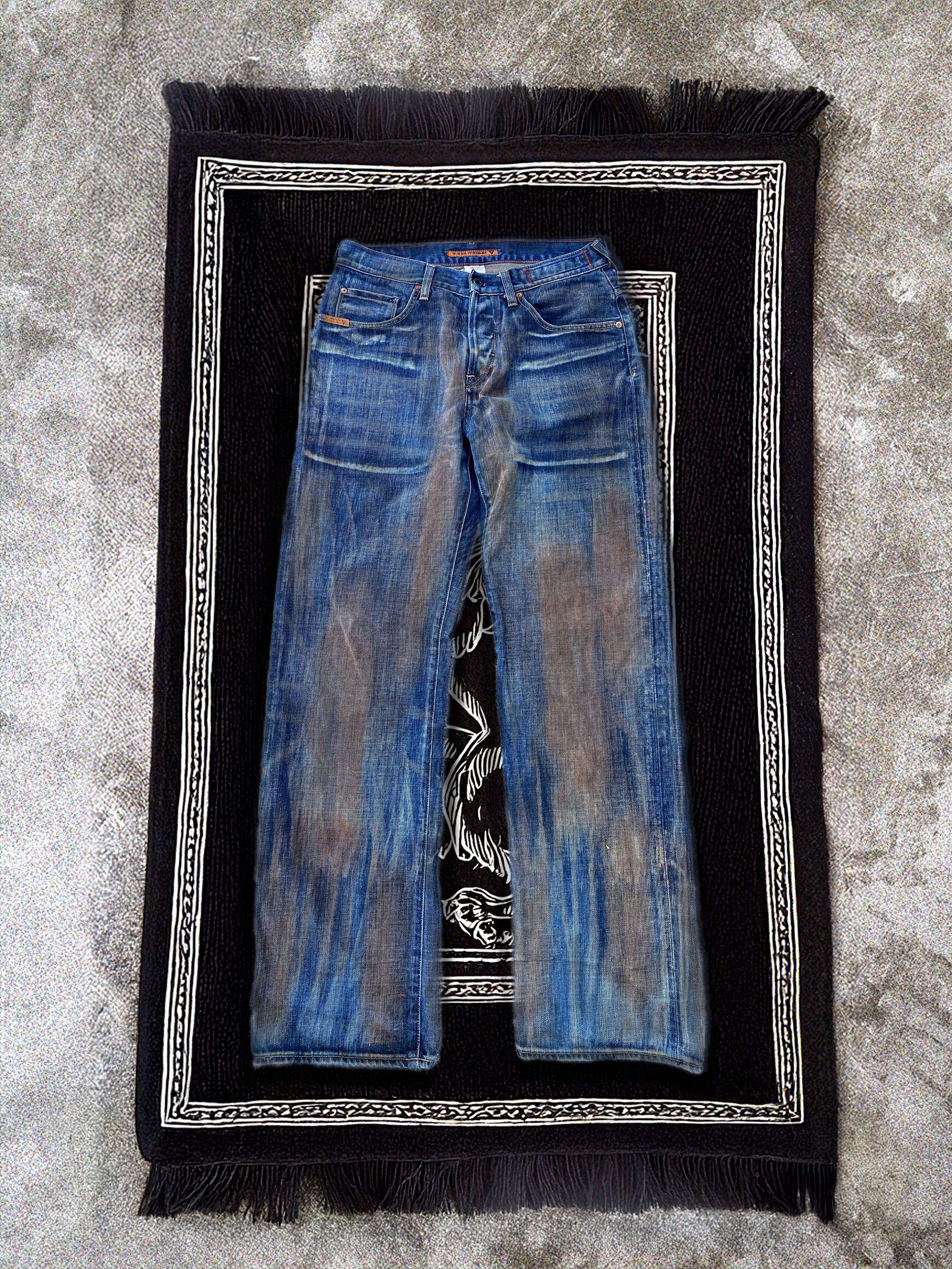 VINTAGE Rugged & Distressed Muddy Blue Guess Jeans