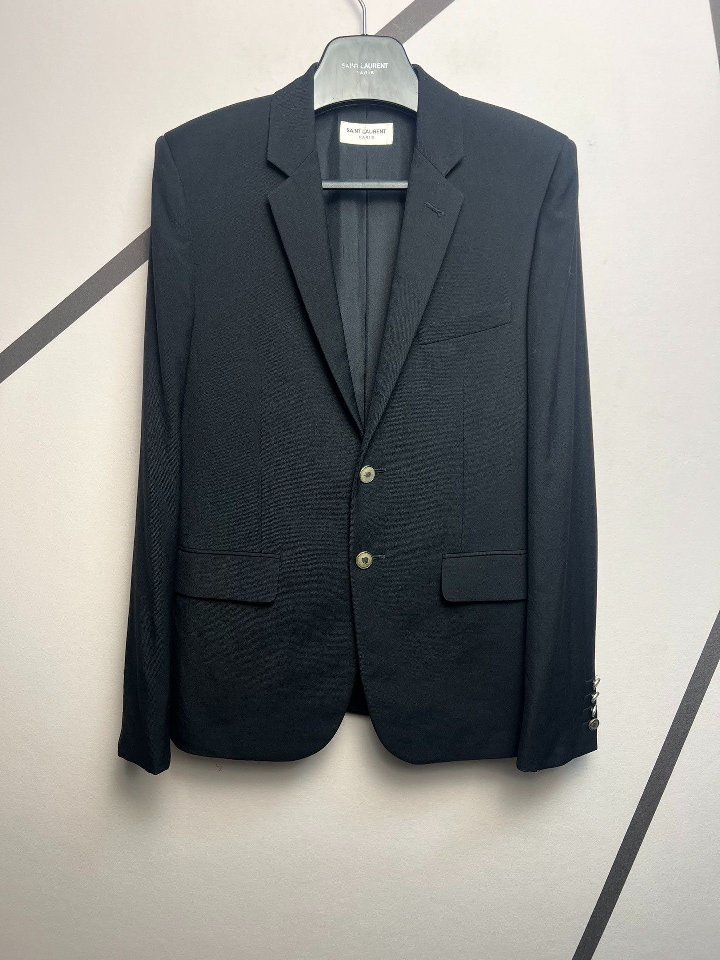 Saint Laurent Paris Saint laurent Wool suit with flat collar and gold buttons Size 46R - 1 Thumbnail