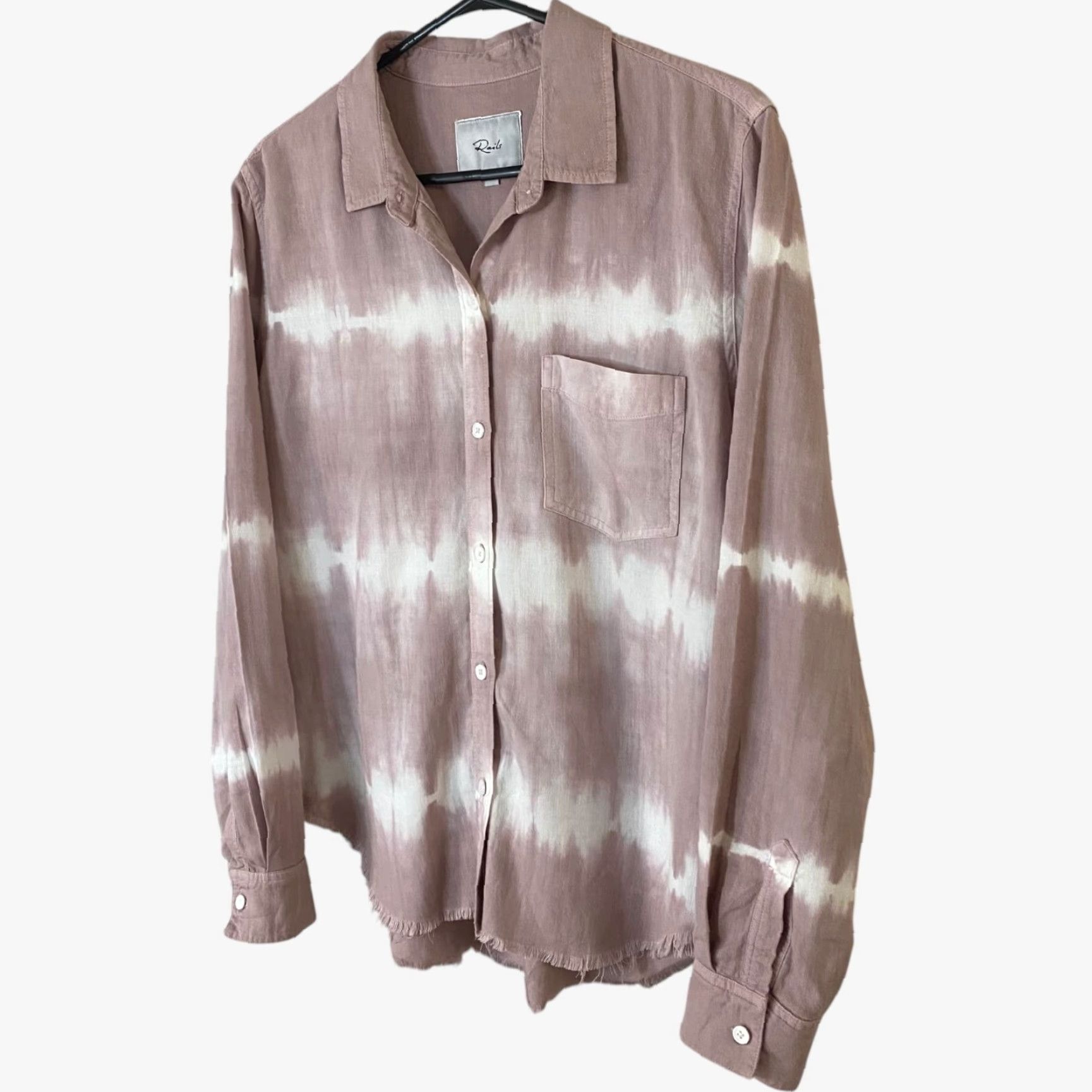 Rails Rails Ingrid Raw-Hem Shirt Women's M Pink & White Tie-Dye Button-Up Size M / US 6-8 / IT 42-44 - 2 Thumbnail