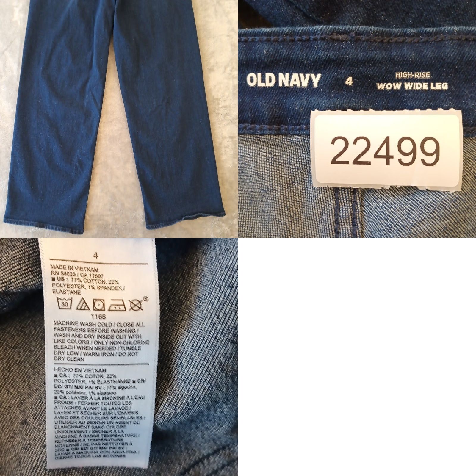 Old Navy Old Navy Wow Wide Leg Jeans Womens Size 4 Dark Wash 26x30 Mid Rise - Used Denim Size 27" / US 4 / IT 40 - 8 Thumbnail