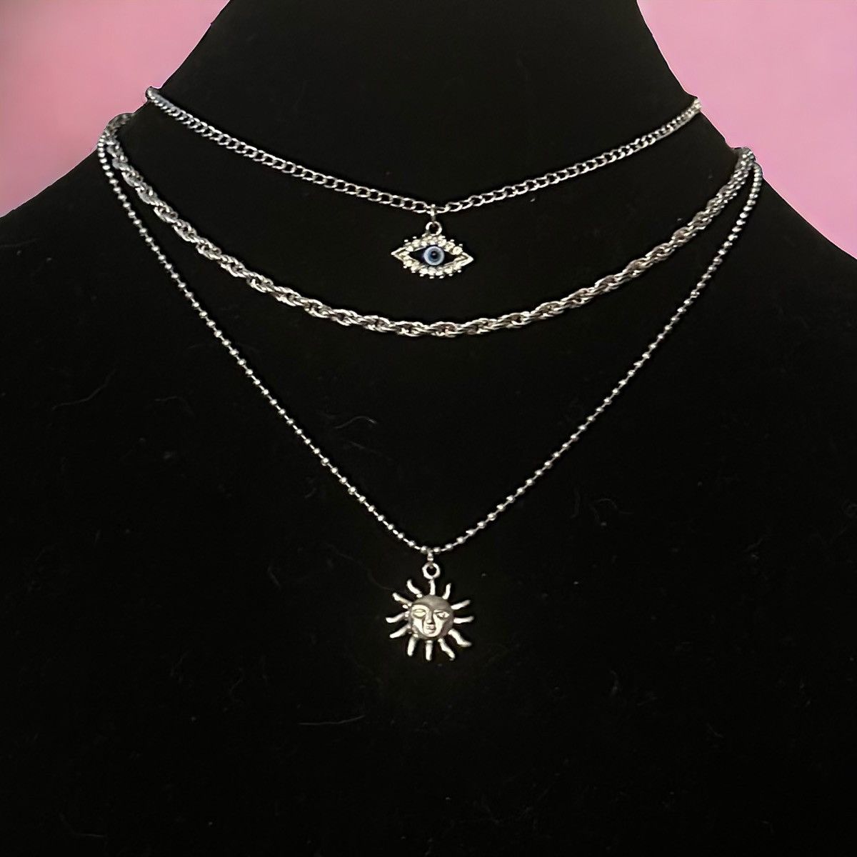 Other Multi strand layered evil eye and sun pendant necklace Size ONE SIZE - 1 Thumbnail