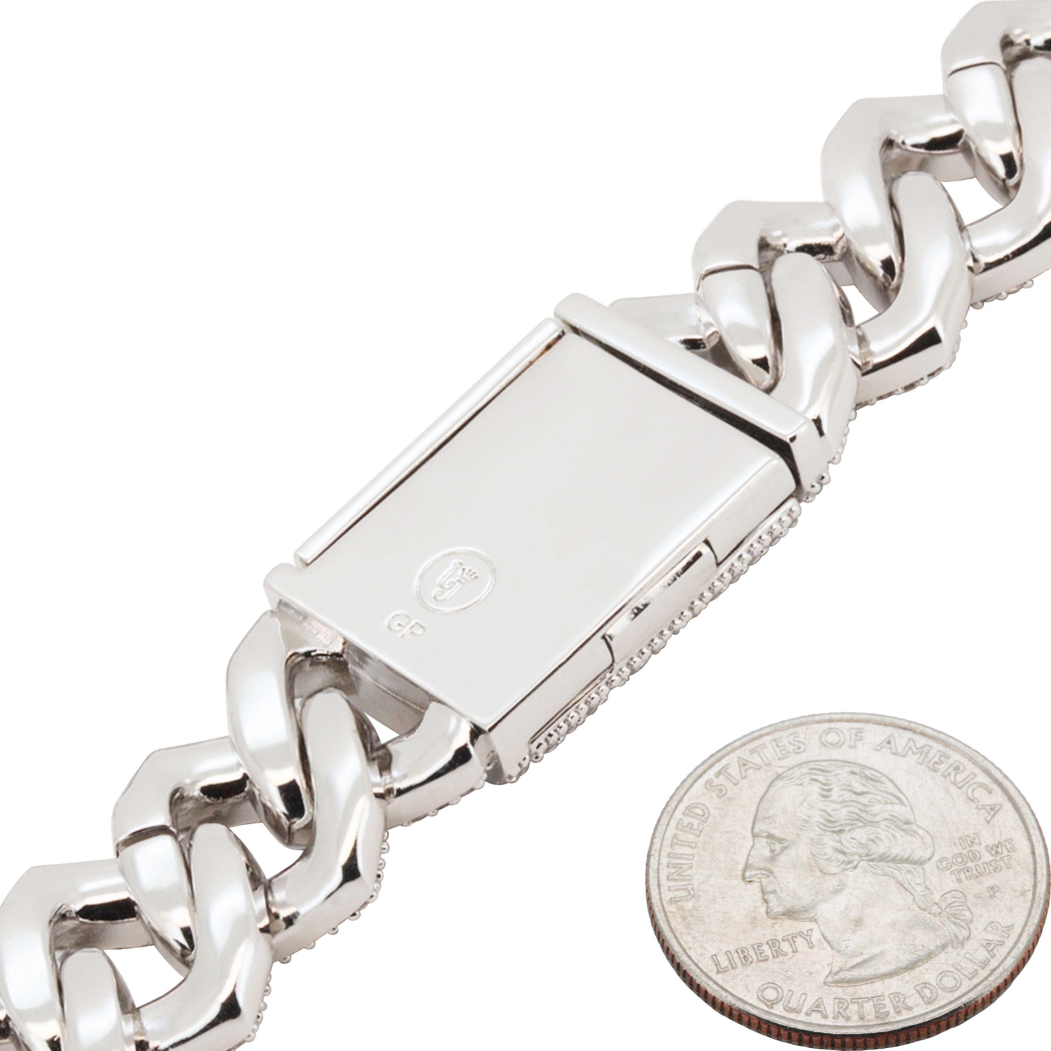 Other 14k White Gold Plated AAA CZ 18mm Cuban Link Bracelet 8.5” Size ONE SIZE - 4 Thumbnail