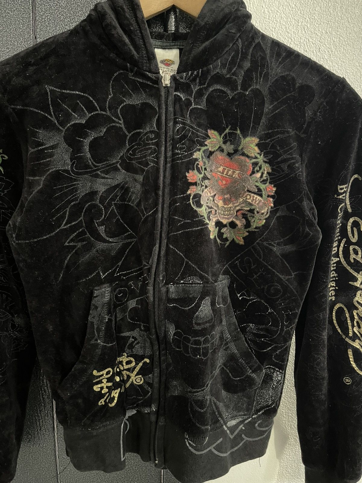 Ed Hardy Ed Hardy by Christian Audigier Velvet Hoodie Size M / US 6-8 / IT 42-44 - 5 Thumbnail