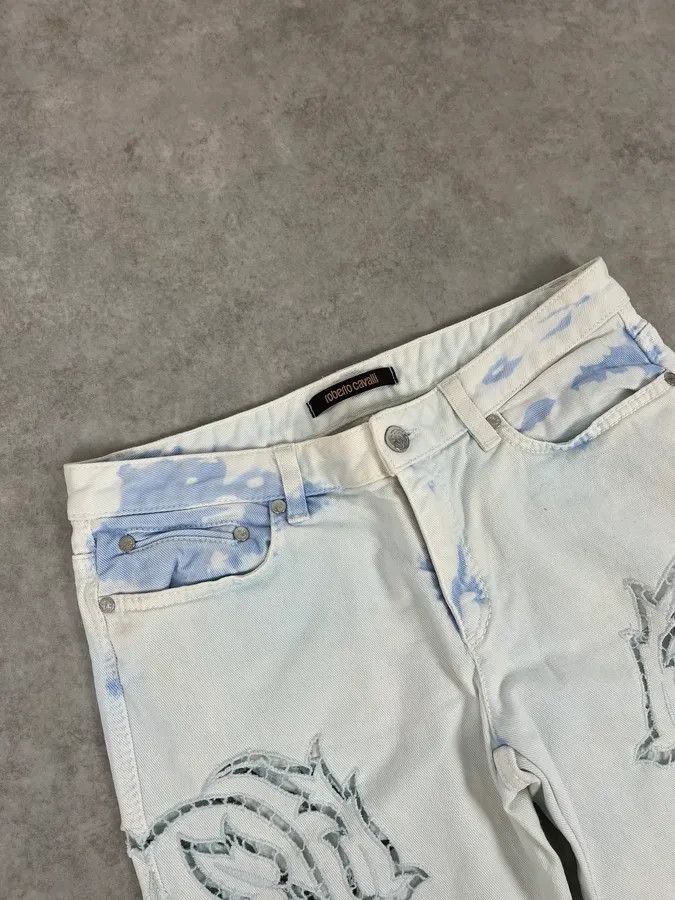 Roberto Cavalli 2010s Roberto Cavalli Leaves Tribal White Pants Size 28" / US 6 / IT 42 - 6 Thumbnail