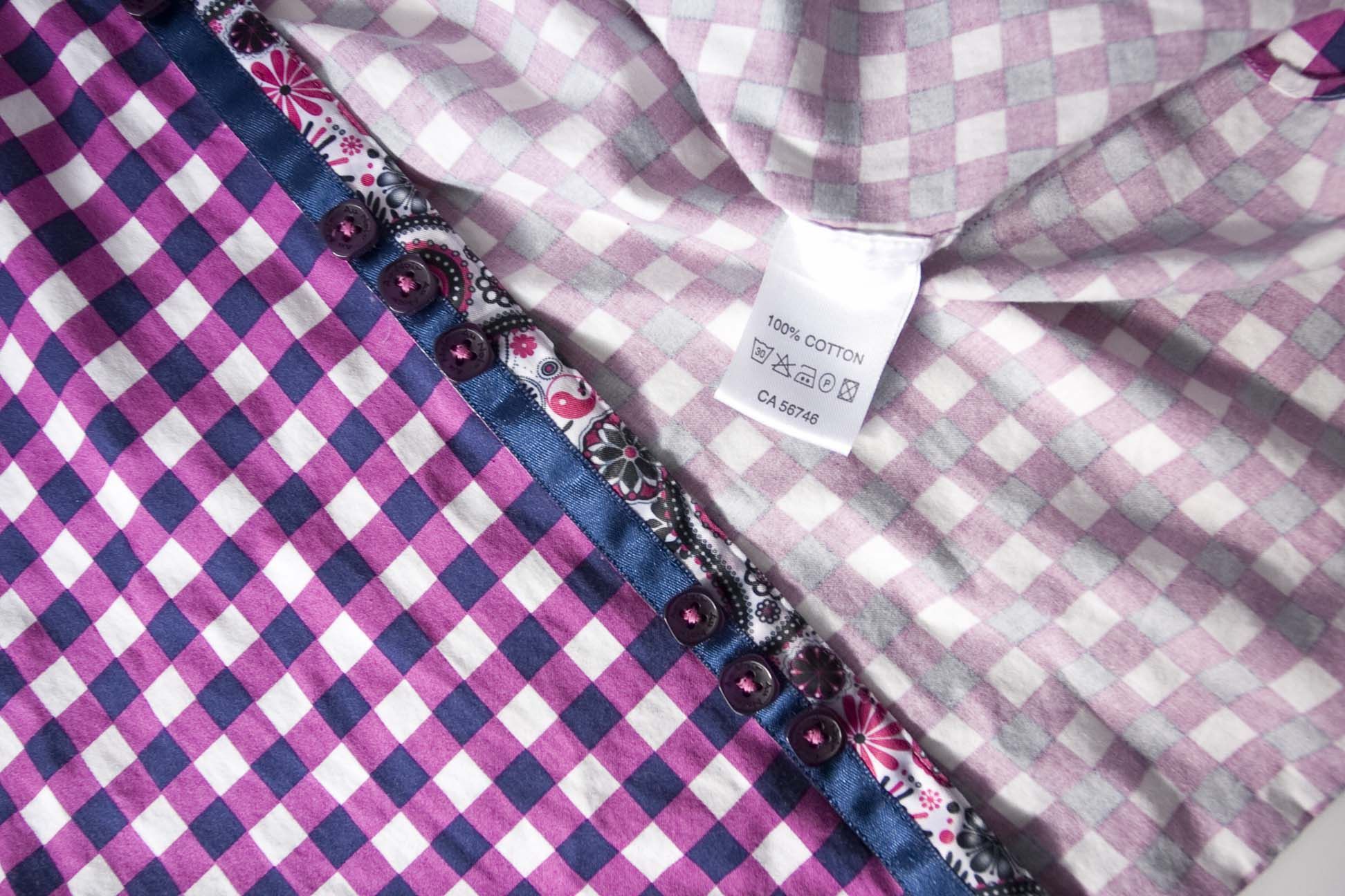 Au Noir Au Noir Shirt Cufflink Size 3/M Plaid Purple/ Blue Size US M / EU 48-50 / 2 - 6 Thumbnail