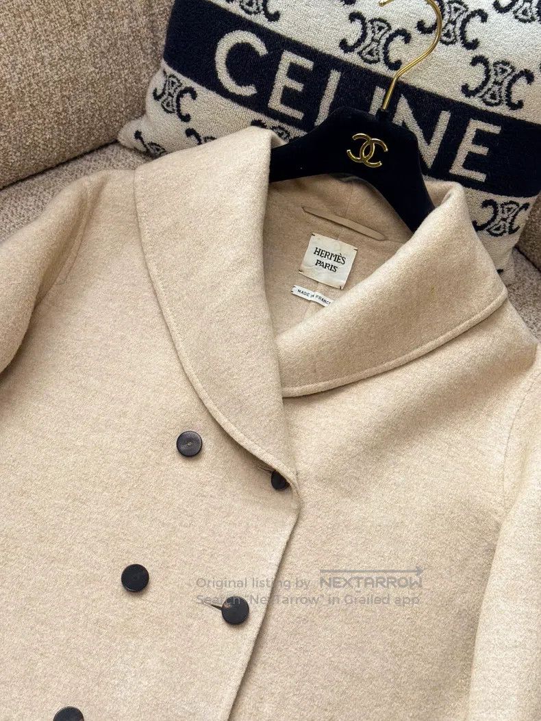Hermes Hermes Oatmeal Cashmere A-Line Double-Breasted Collar Over Size XS / US 0-2 / IT 36-38 - 2 Thumbnail