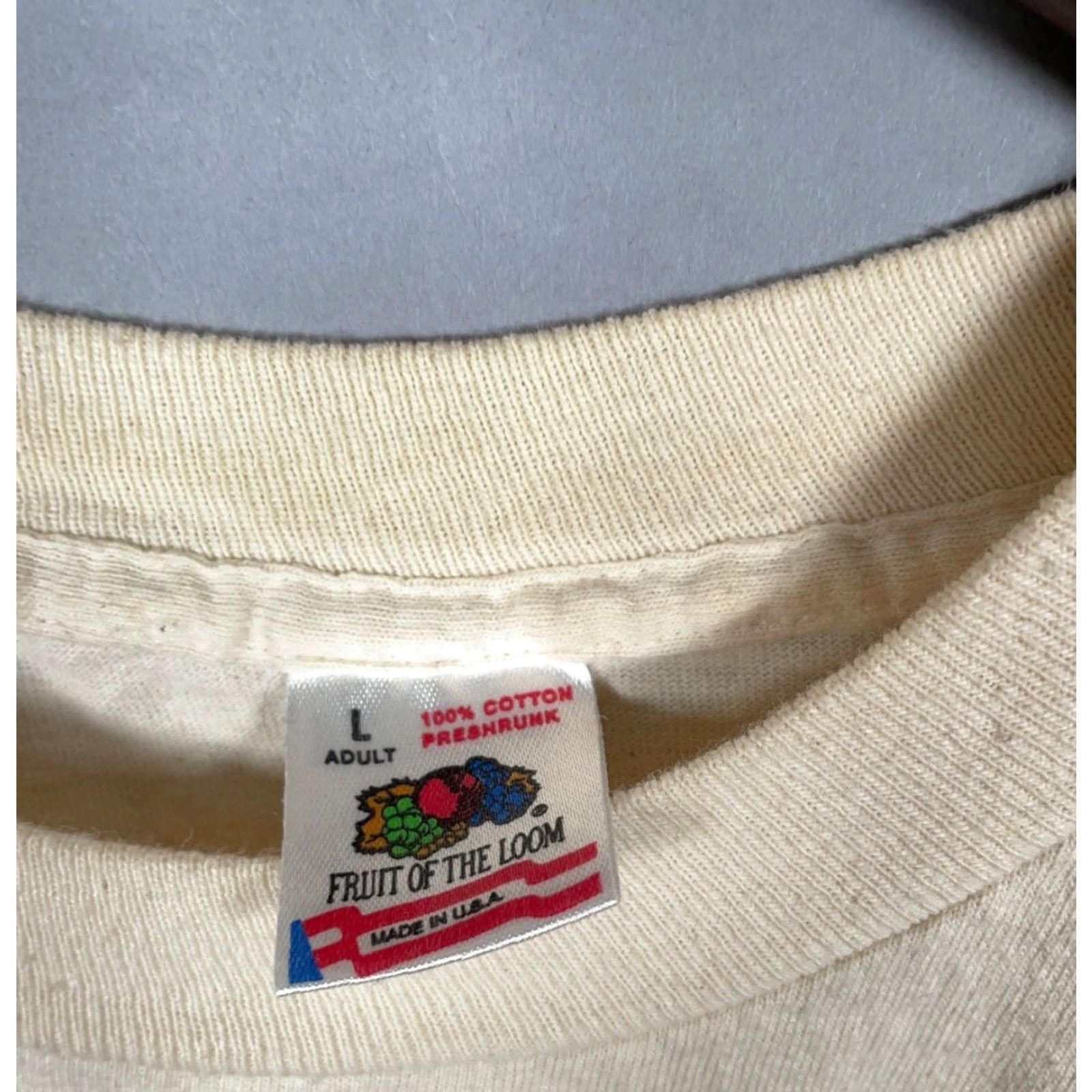 Fruit Of The Loom Vintage 90s Wave Zone T-Shirt Adult Medium Ivory Double-Sided Surf Beach Retro Cotton Men's Size US M / EU 48-50 / 2 - 3 Thumbnail