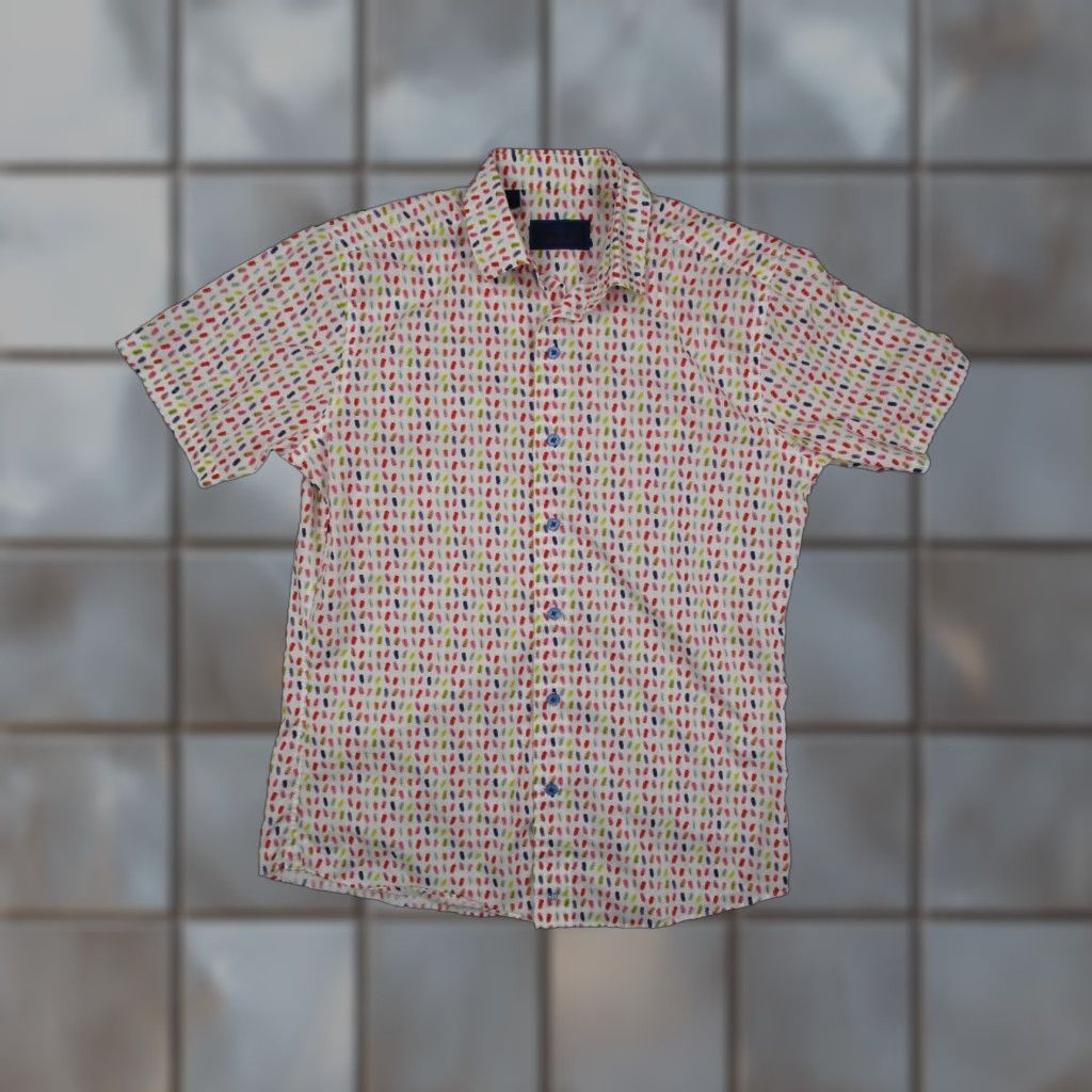 David Donahue David Donahue Shirt Mens Medium White Popsicle Print Short Sleeve Cotton Casual Size US M / EU 48-50 / 2 - 1 Thumbnail