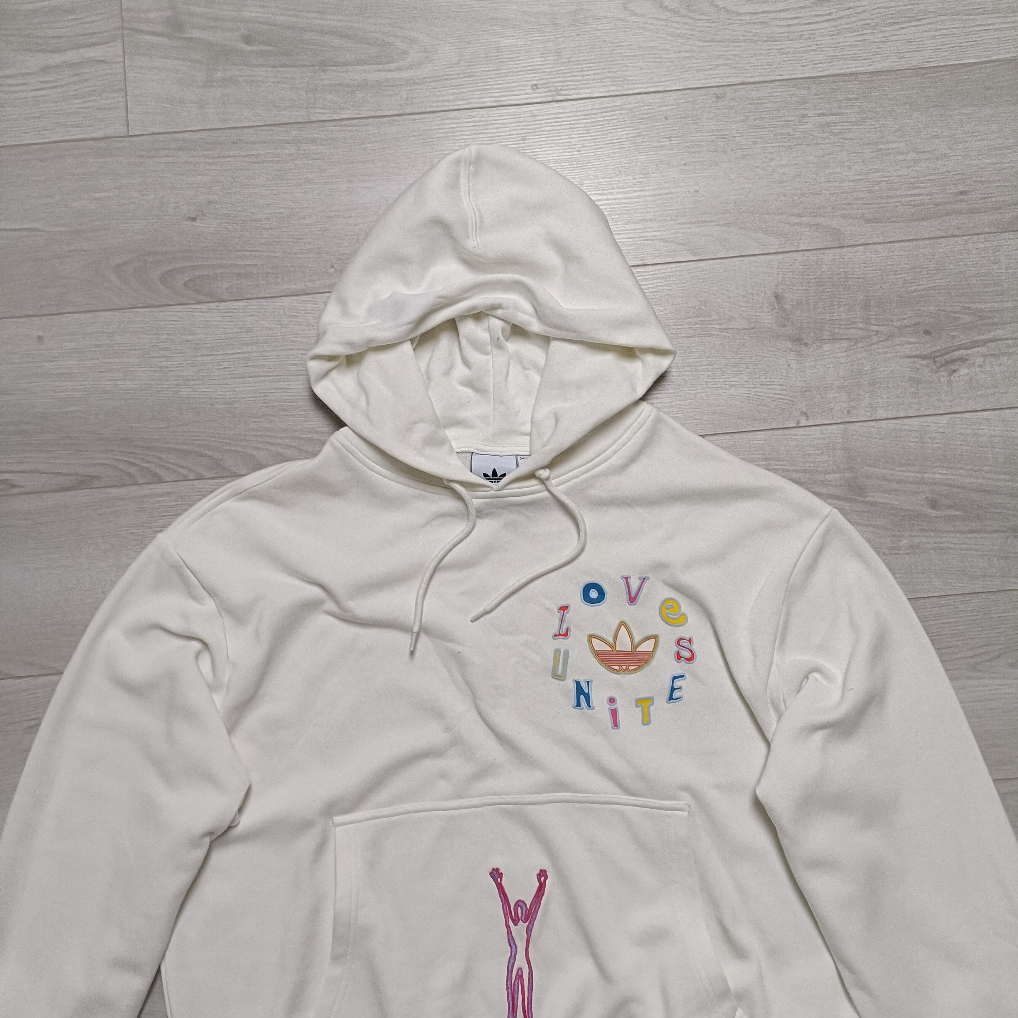Adidas LOVE UNITES Men's Ecru Cotton Hoodie ! Size US L / EU 52-54 / 3 - 2 Thumbnail