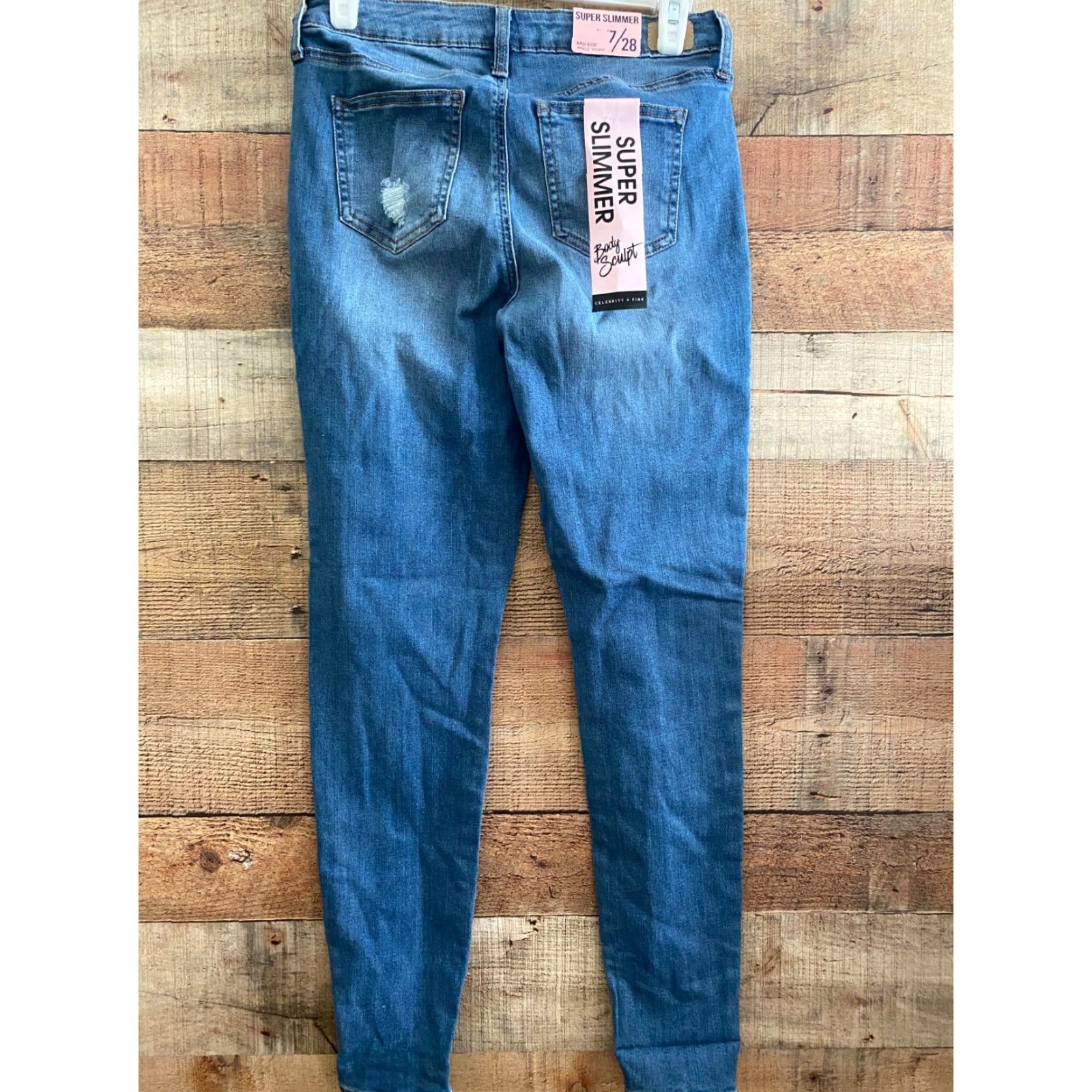 Vintage Celebrity Pink Mid-Rise Skinny Jeans / Size 7/28 / Body Sculp / Jeans / Women / Blue / Regular / 30in. Inseam Size 28" / US 6 / IT 42 - 3 Thumbnail