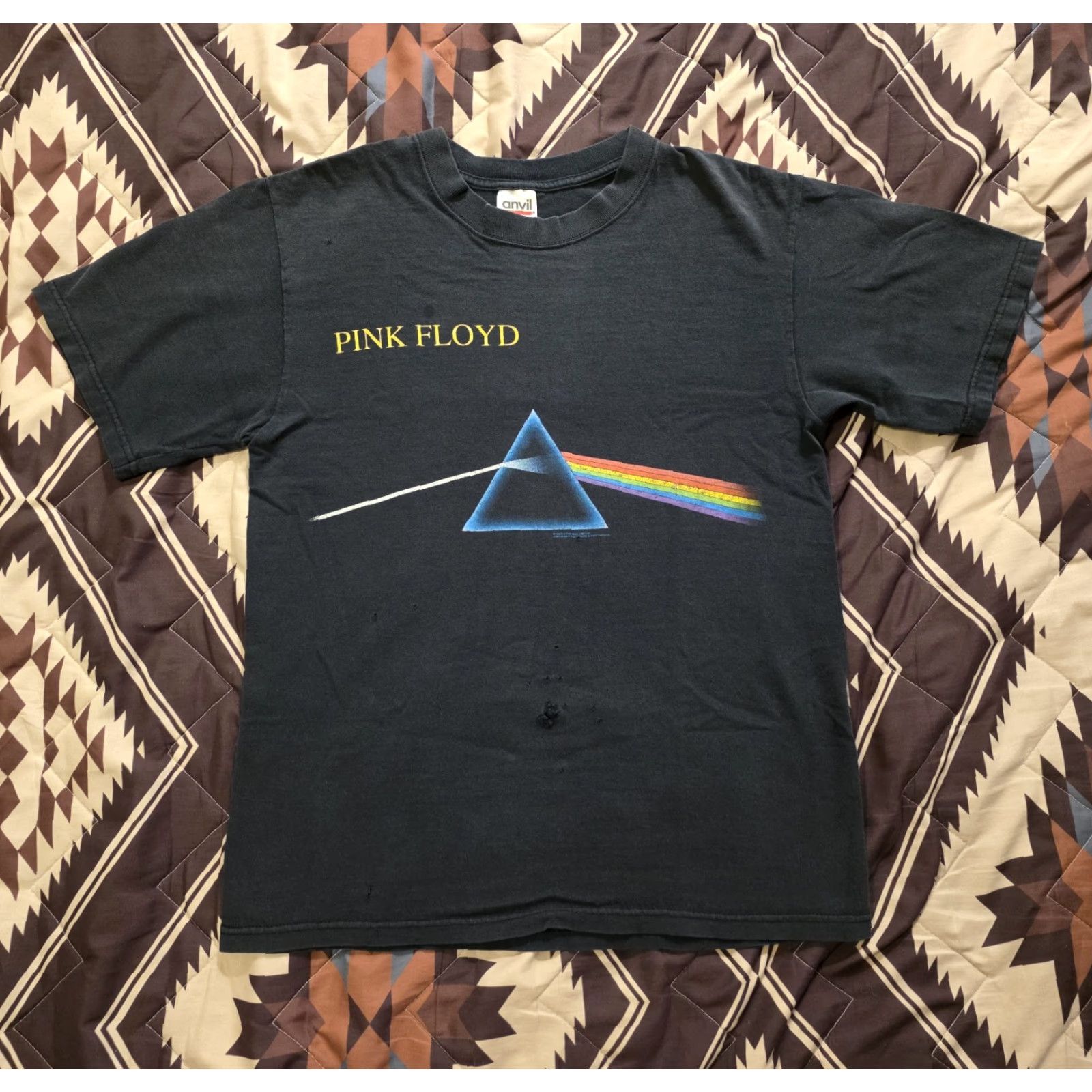 Anvil VINTAGE Pink Floyd Dark Side Of The Moon T Shirt Double-Sided Faded Distressed Small Size US S / EU 44-46 / 1 - 2 Thumbnail