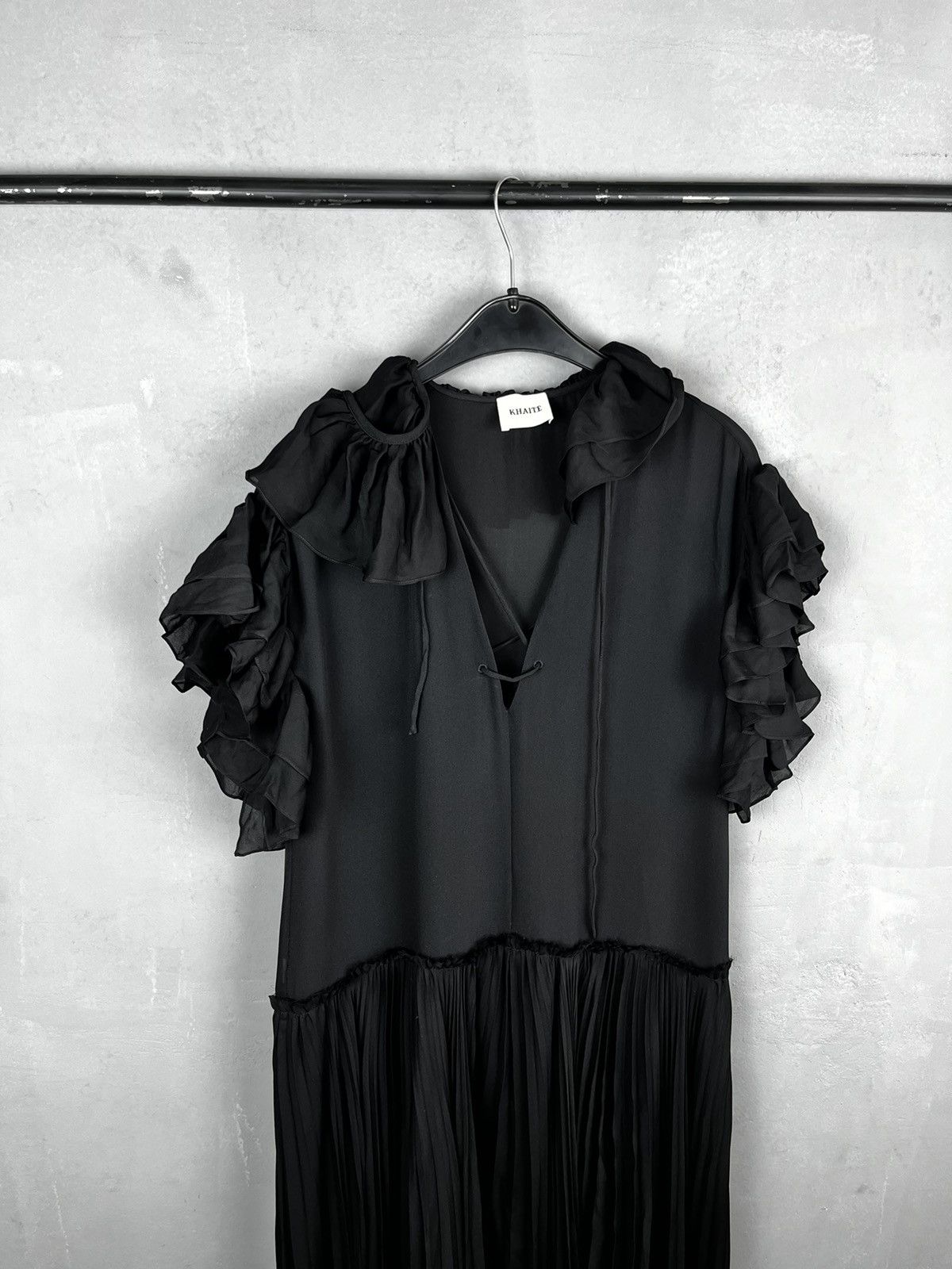 Designer × KHAITE × Other Kaelan Lace-Up Ruffle-Trimmed Silk Maxi Dress Size XS / US 0-2 / IT 36-38 - 5 Thumbnail