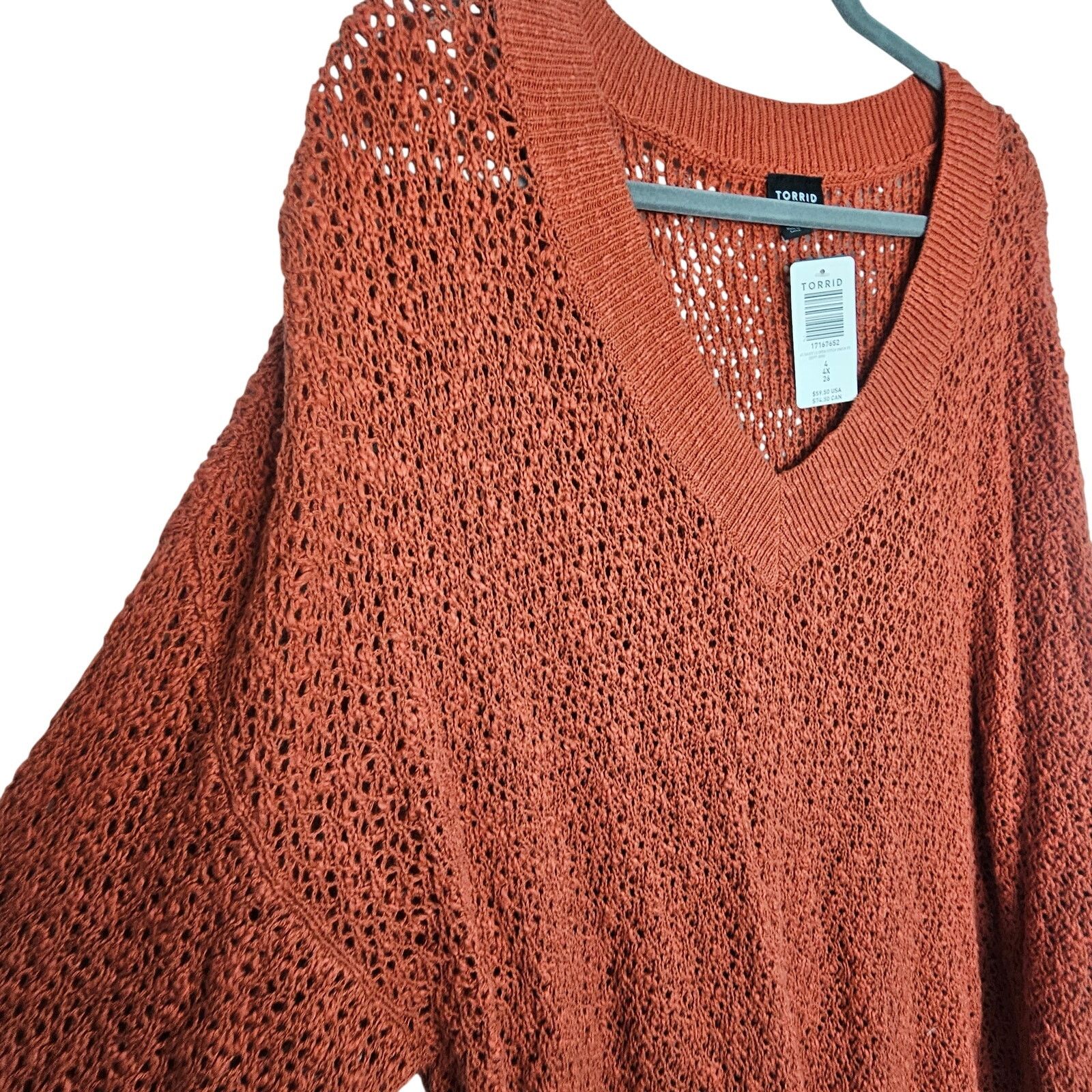 Torrid Torrid Womens Open Knit V-Neck Sweater Plus Size 4X Stretch Size 4XL / US 24-26 - 5 Thumbnail