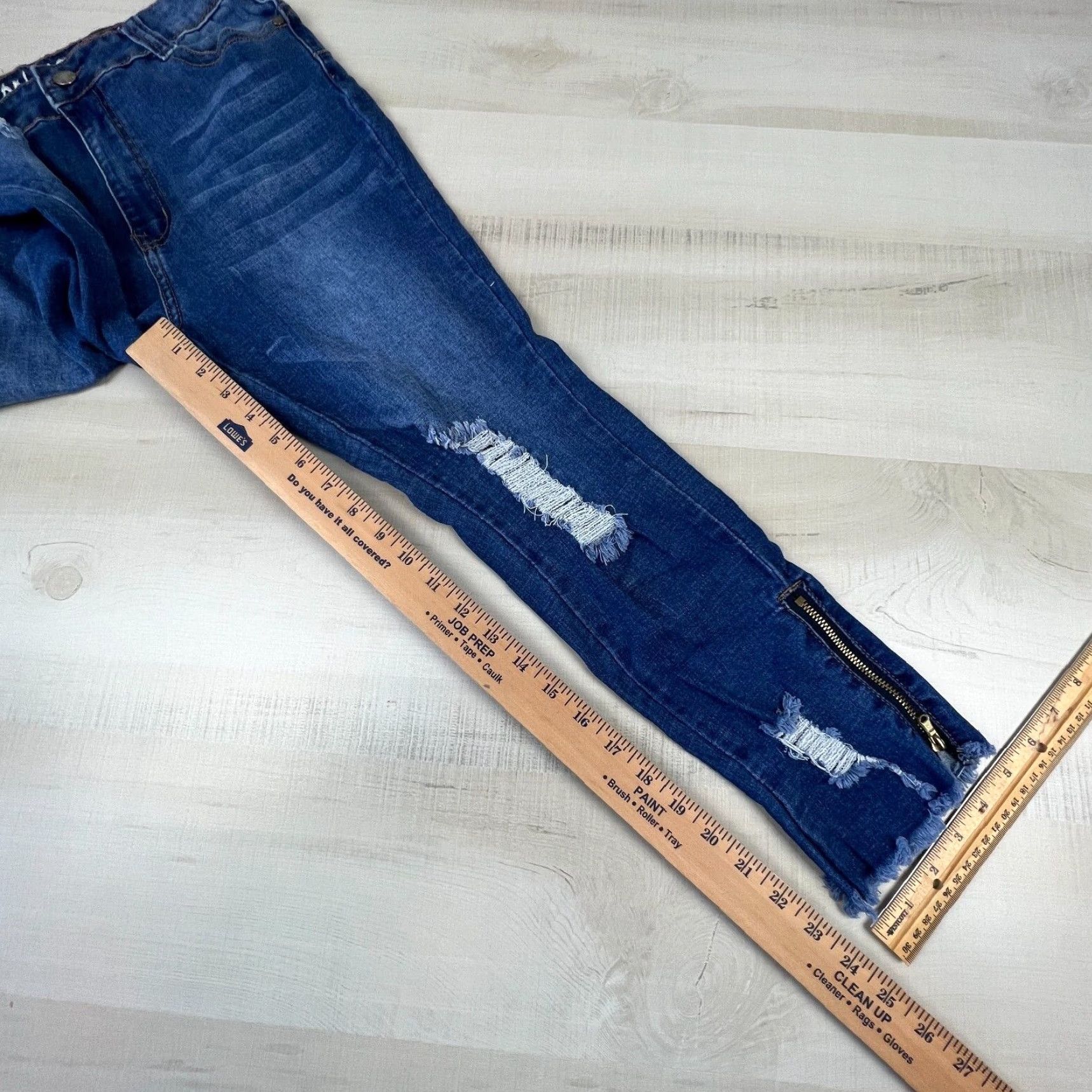 Vintage Balan Womens Distressed Skinny Jeans Blue High Waist Juniors 15 Cropped Medium Size 36" / US 14 / IT 50 - 6 Thumbnail