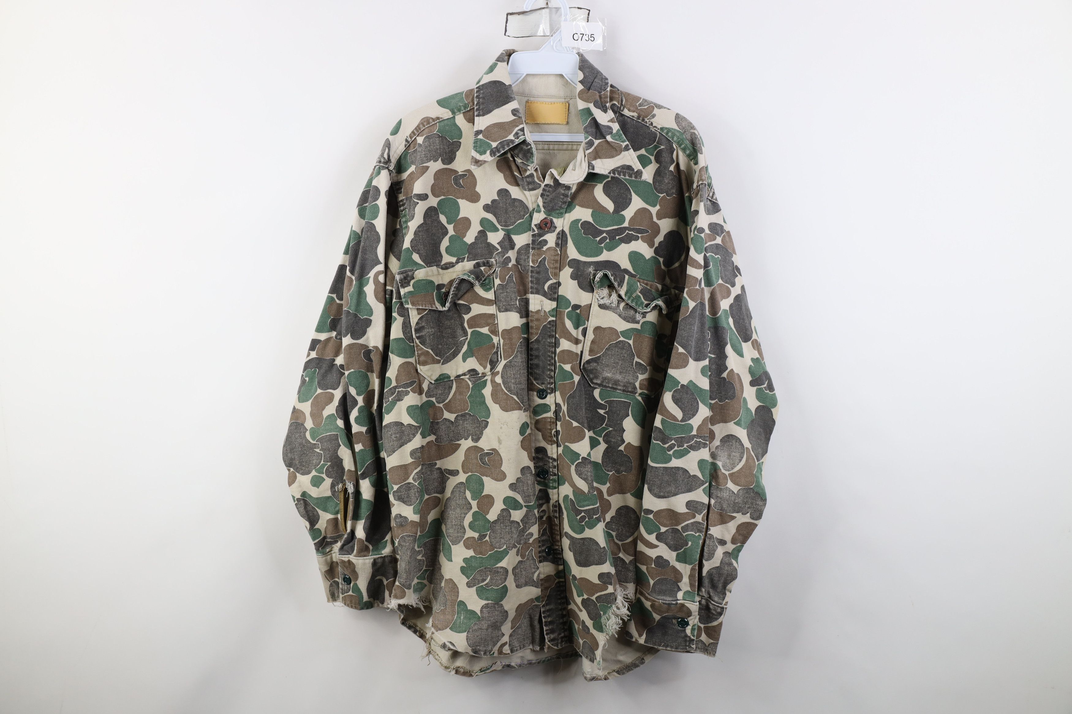 Vintage Vintage 70s Streetwear Camouflage Chamois Cloth Button Shirt Size US L / EU 52-54 / 3 - 1 Thumbnail