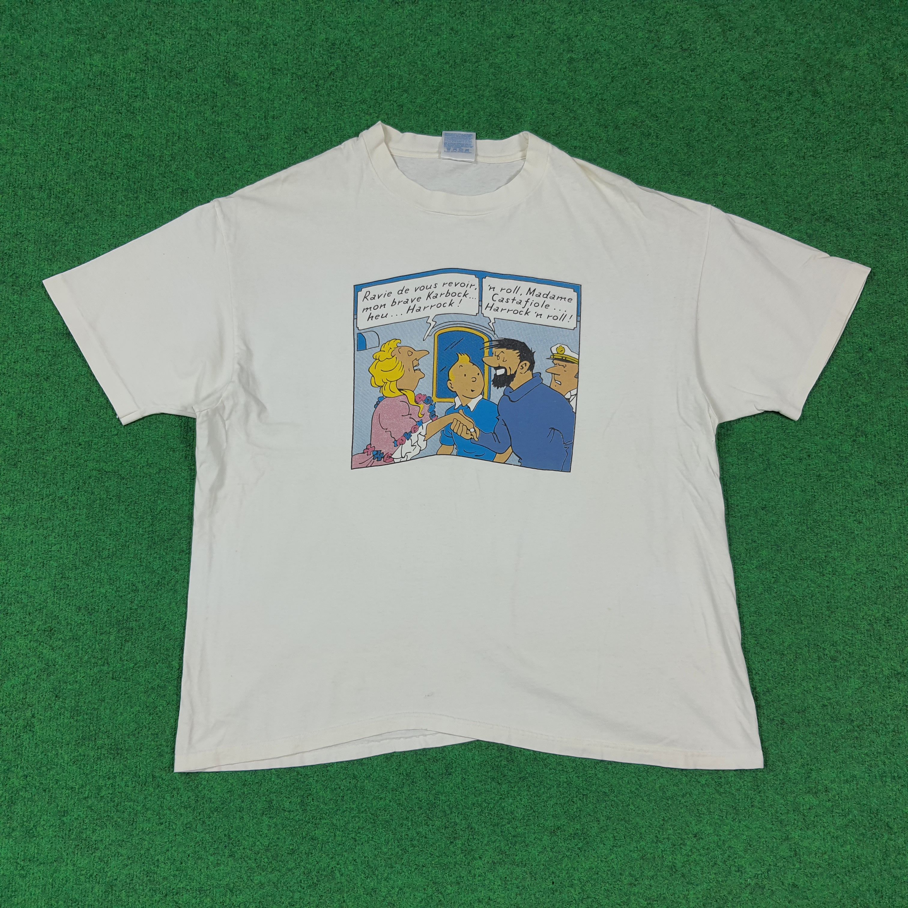 Hanes Vintage 90s Adventure of TinTin Single Stitch Tshirt C285N19 Size US XL / EU 56 / 4 - 1 Thumbnail