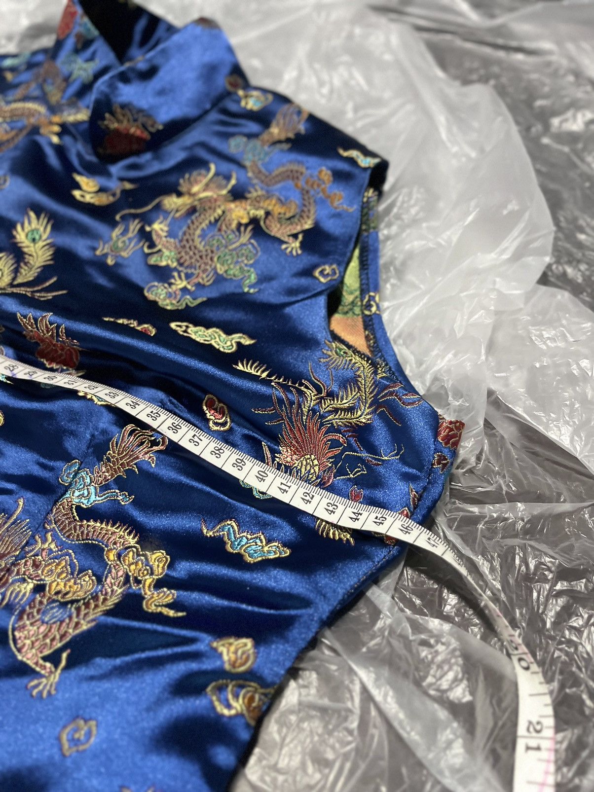 Japanese Brand × Vintage Blue Silk Dragon Dress Size M / US 6-8 / IT 42-44 - 2 Thumbnail