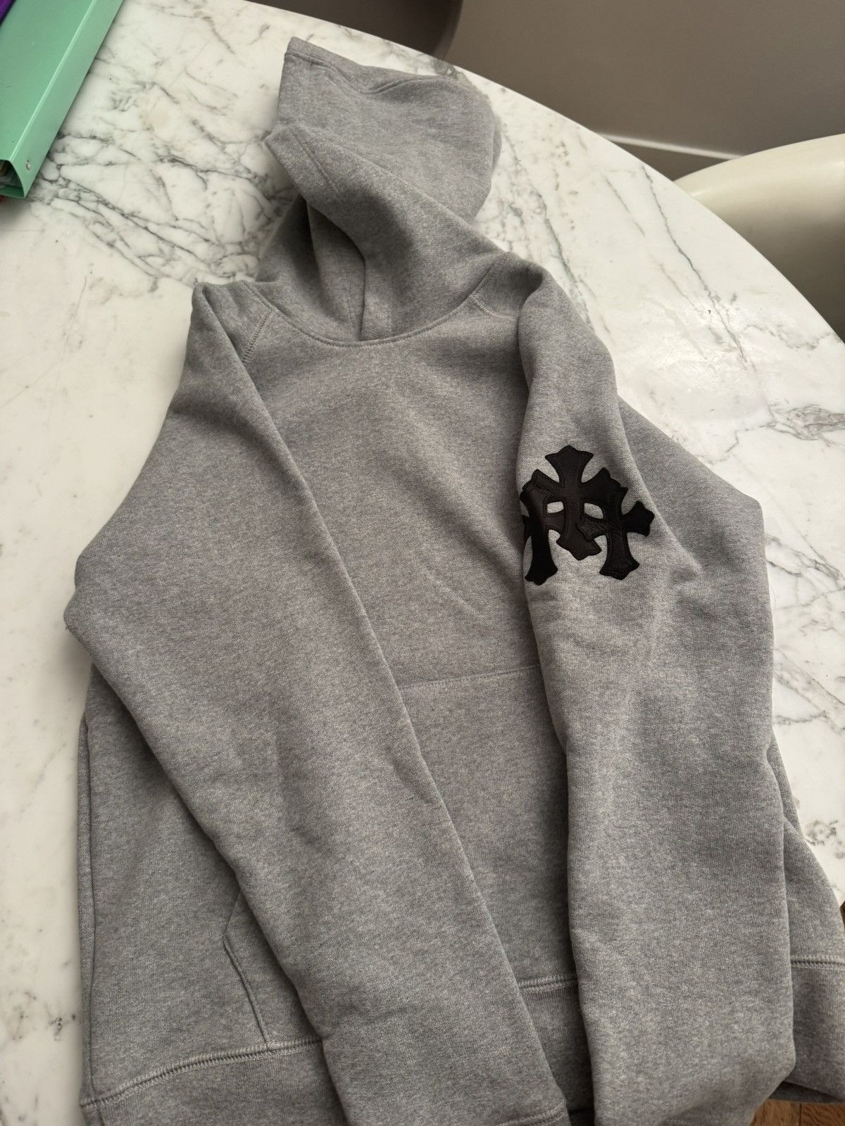Chrome Hearts Chrome Hearts Paper Jam Cross Hoodie 'Heather Grey' Size US S / EU 44-46 / 1 - 1 Thumbnail