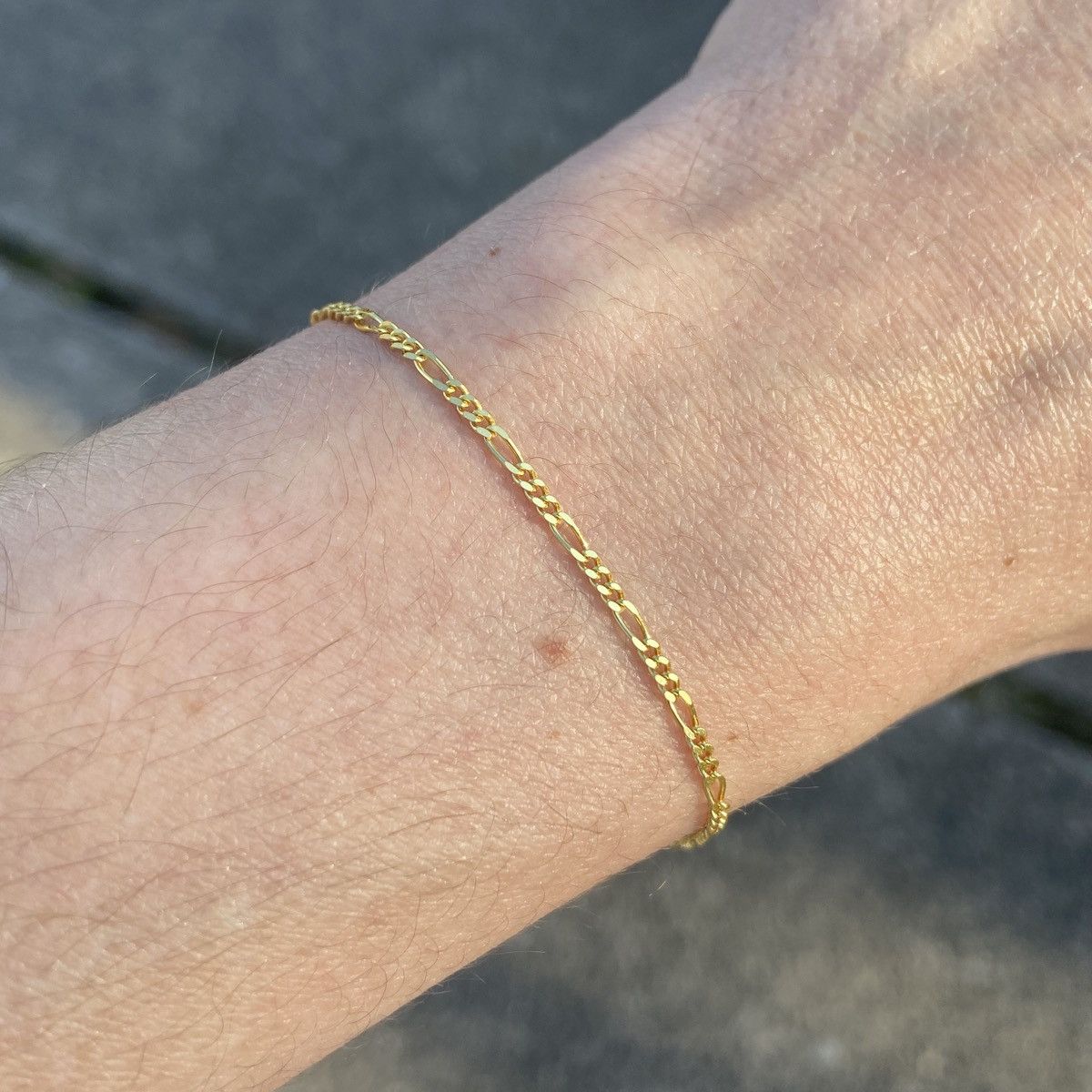 Other Gold Bracelet Men’s Women’s Vermeil Figaro 2mm 7in Size ONE SIZE - 1 Thumbnail