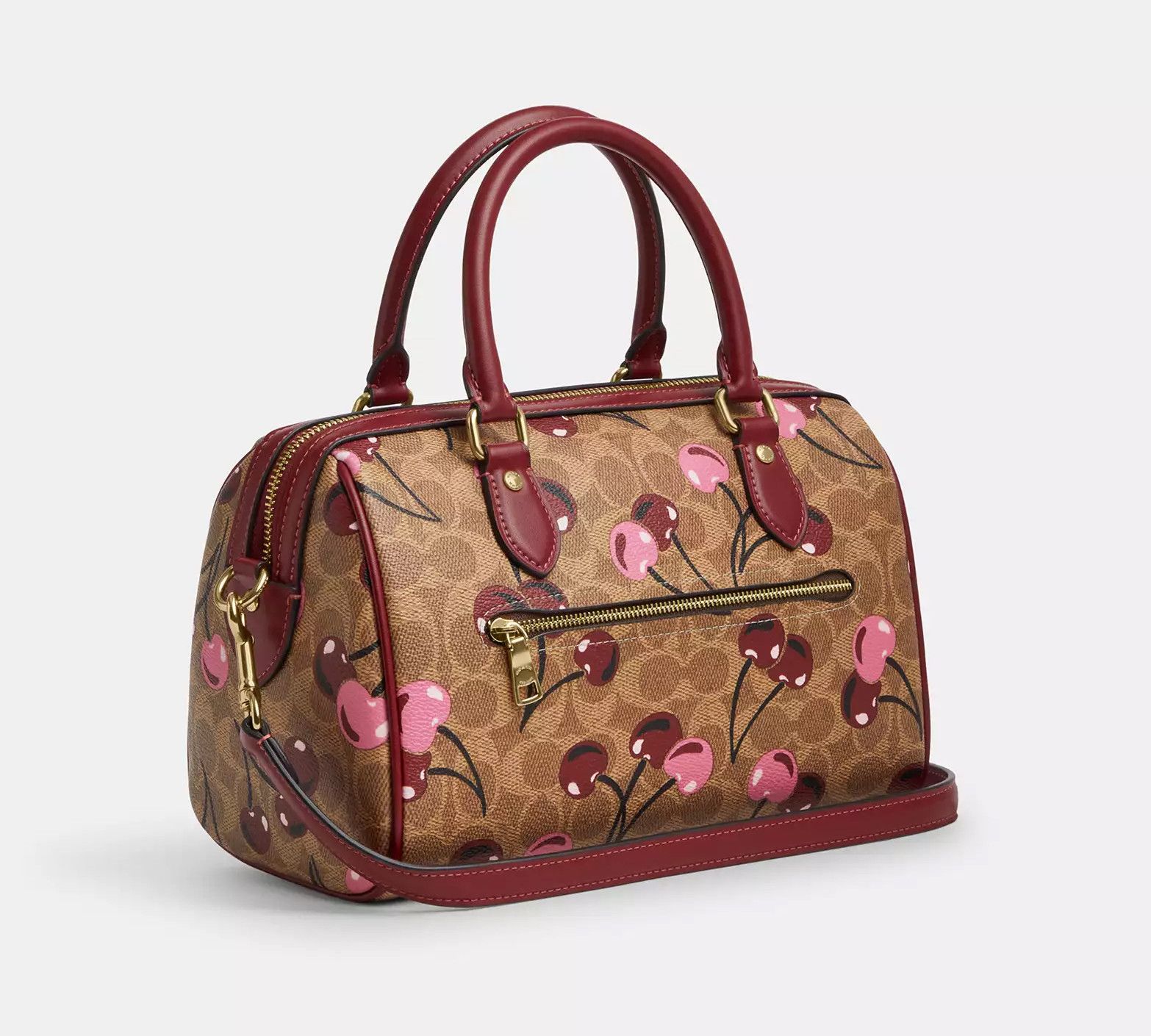 Coach 🍒 Rowan Satchel Bag In Signature Canvas With Cherry CY692 Size ONE SIZE - 8 Thumbnail