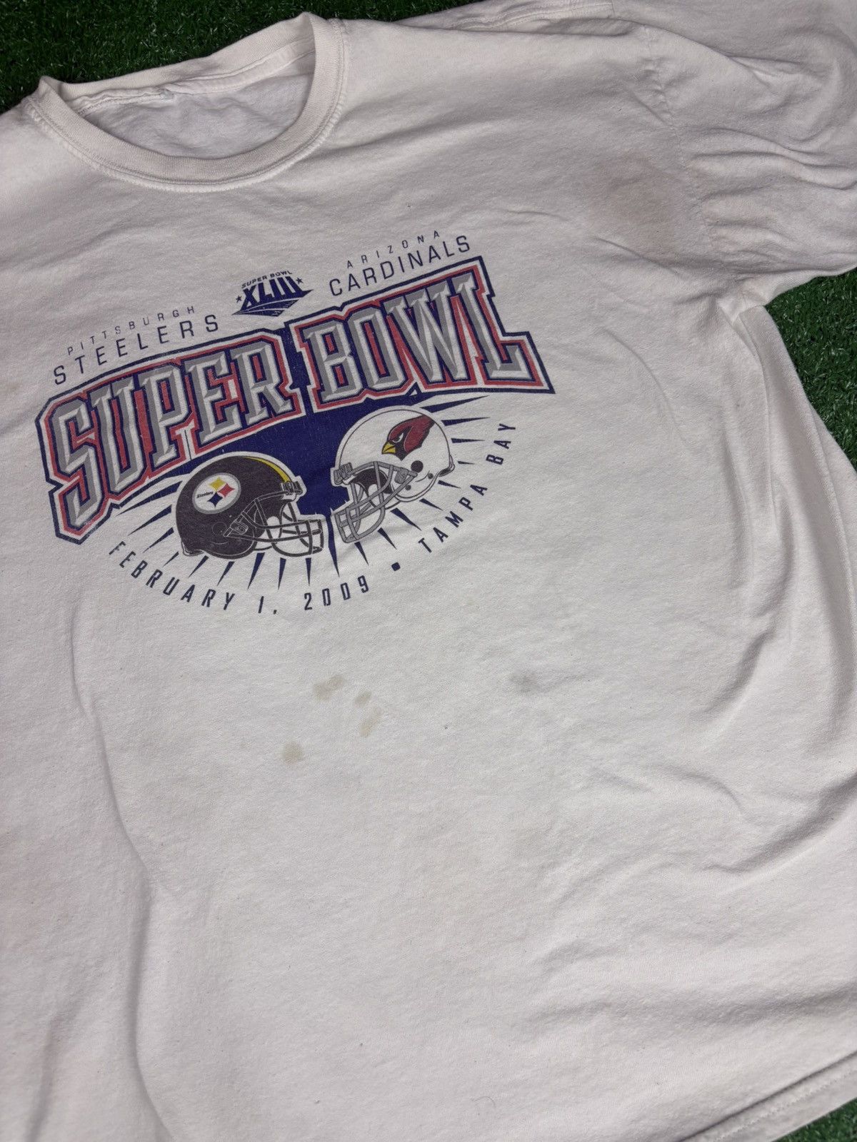 NFL × Vintage Vintage 2009 Steelers Vs Cardinal Super Bowl Tshirt Size US L / EU 52-54 / 3 - 3 Thumbnail