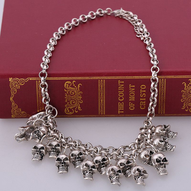 Vintage 48cm Punk Skull SkeletonLayered Chain Choker Necklace Size ONE SIZE - 2 Thumbnail
