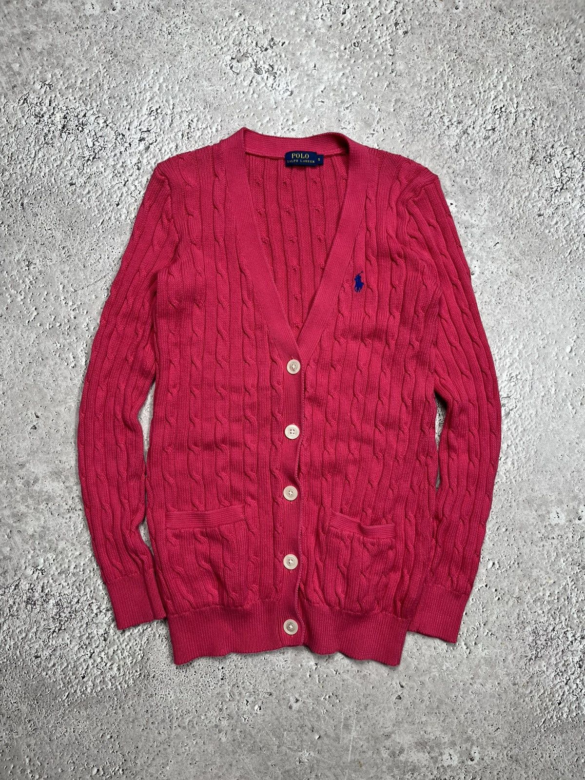 Polo Ralph Lauren Polo Ralph Lauren Cable Knit Cardigan Pink Button Up Size S Size S / US 4 / IT 40 - 1 Thumbnail