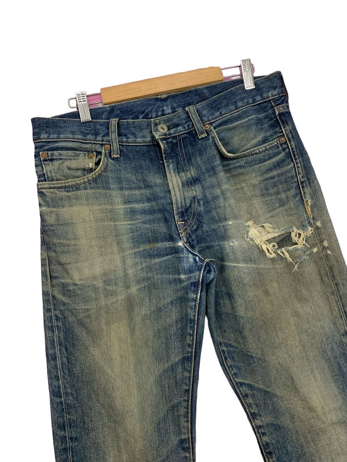 Japanese Brand Mud Wash Y2K Tokyo Distressed Regular Straight Denim (AD24) Size US 31 - 5 Thumbnail