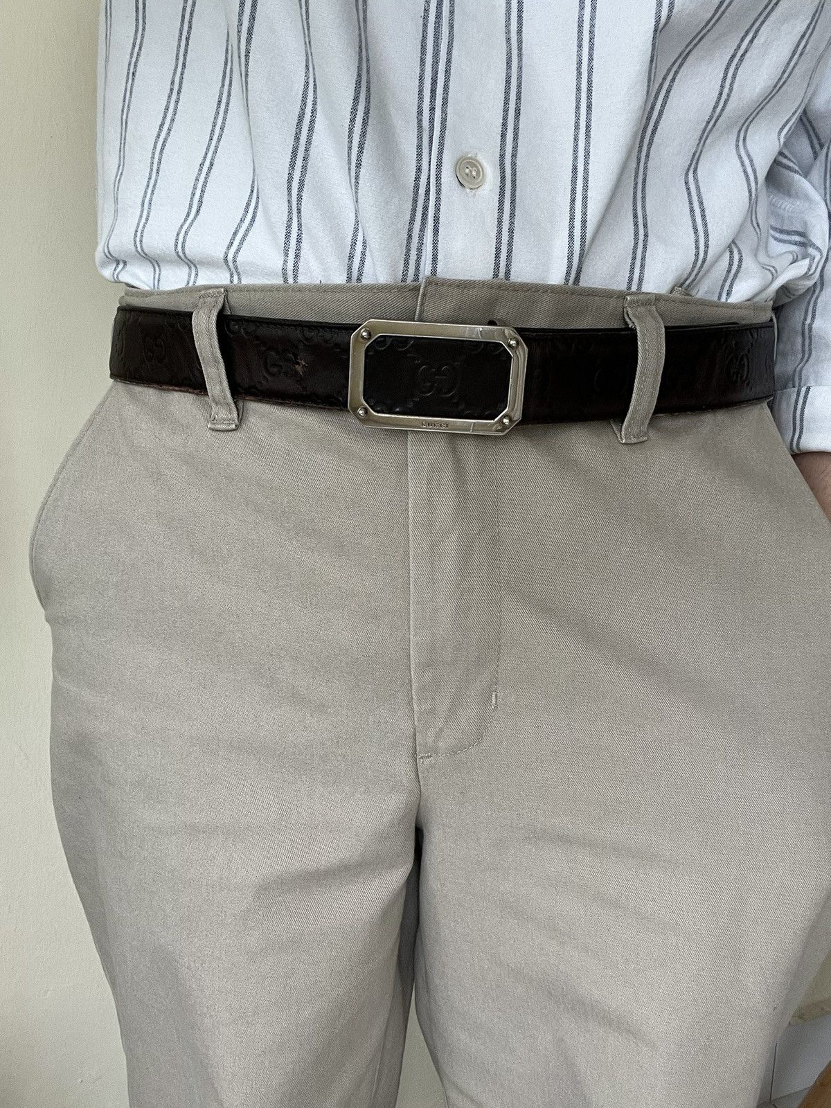 Gucci Gucci Dark Guccissima Leather Square Buckle Size ONE SIZE - 4 Thumbnail