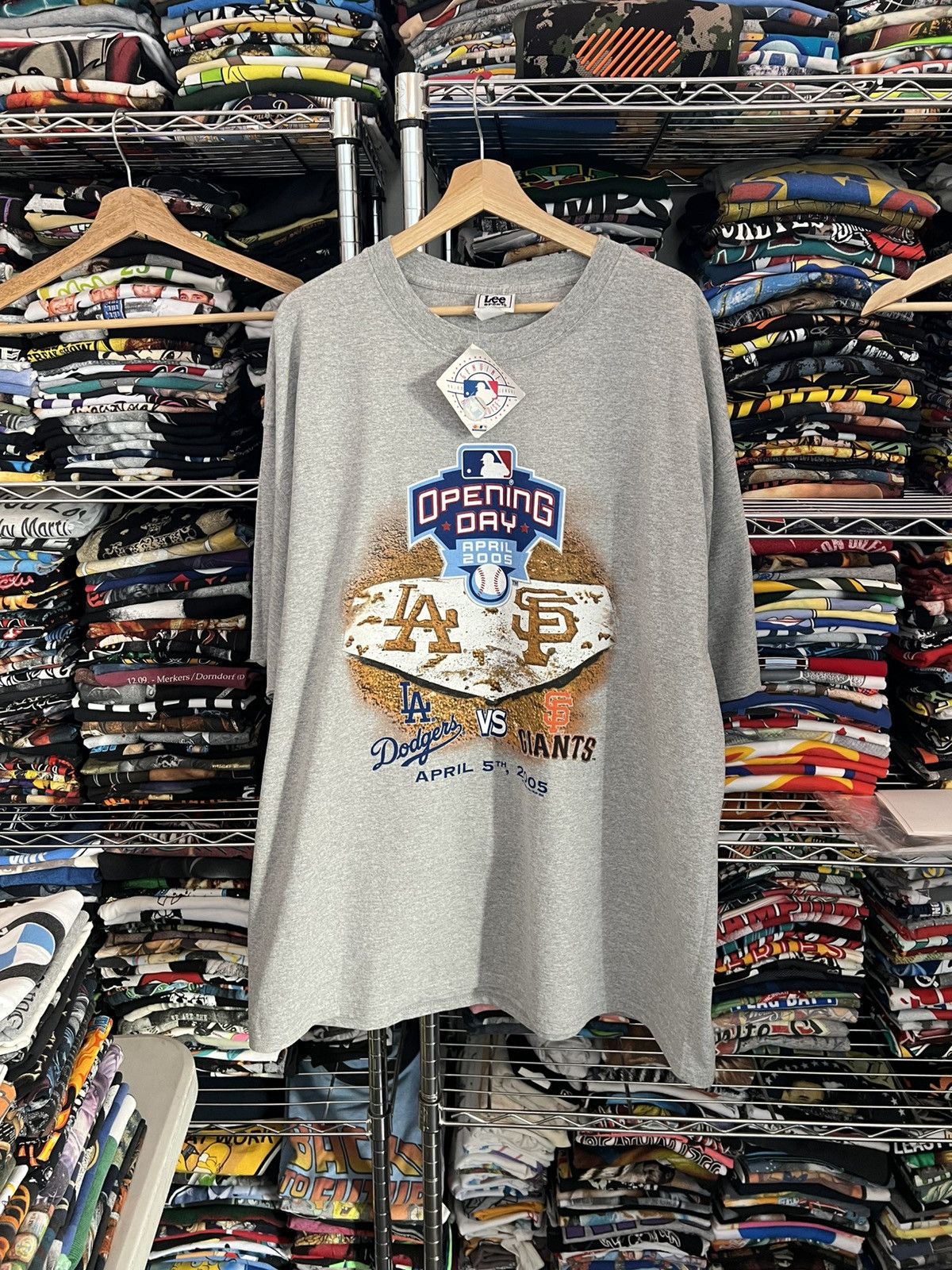 MLB 2005 Opening Day LA Dodgers vs SF Giants Baseball Lee DS Tee Size US XXL / EU 58 / 5 - 1 Thumbnail
