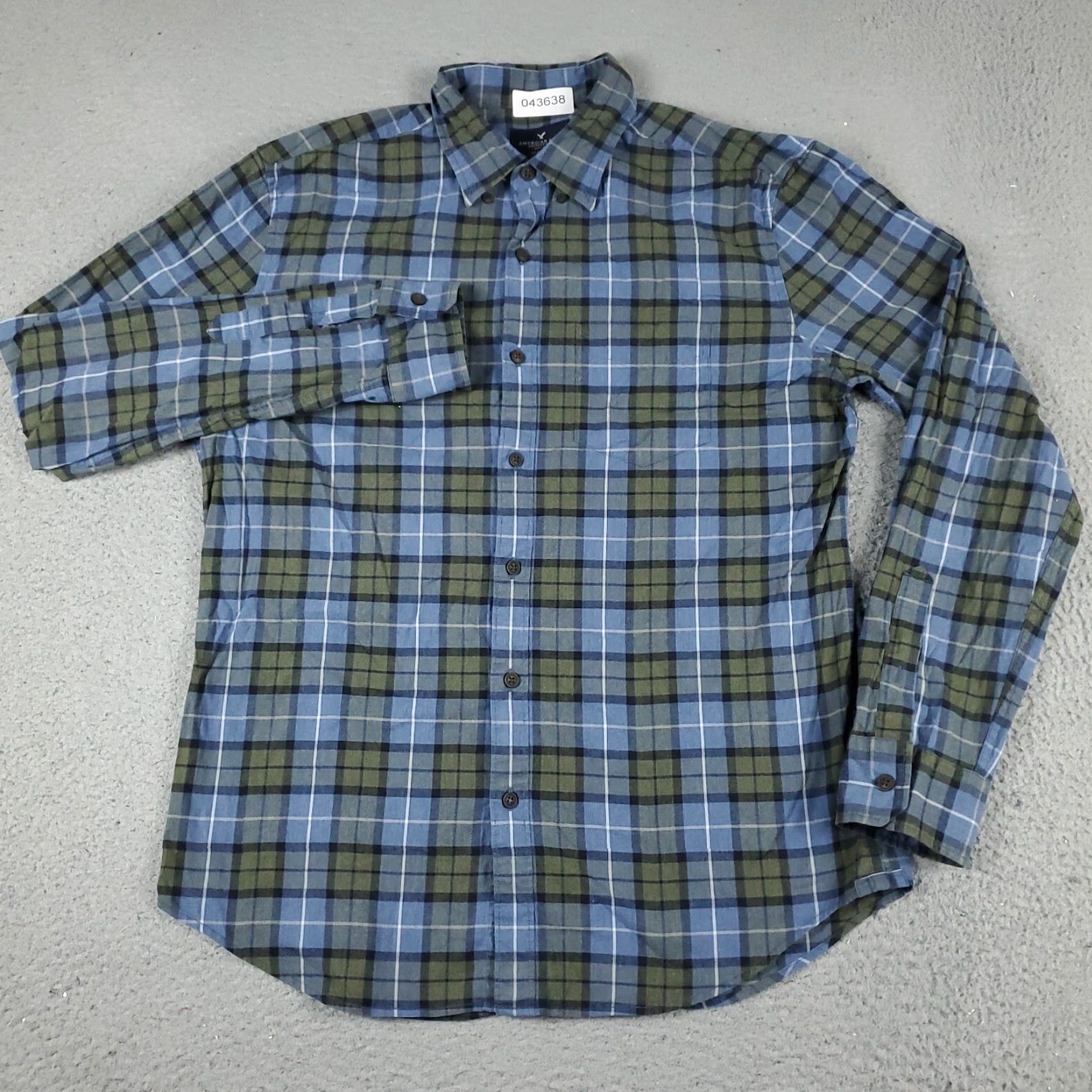 American Eagle Outfitters American Eagle Casual Button-Up Shirt Mens Medium Blue Green Plaid Long Sleeve Size US M / EU 48-50 / 2 - 2 Thumbnail