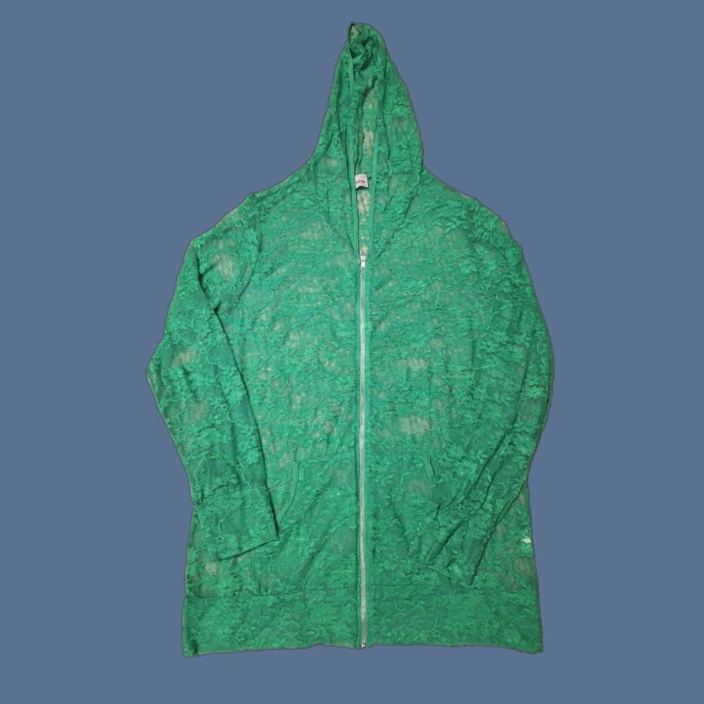 Vogue VINTAGE Evogues Womens Hoodie 3XL Green Lace Zip Fairy Lingerie Full Zip Activewear Womens Size XXL / US 16-18 / IT 52-54 - 1 Thumbnail