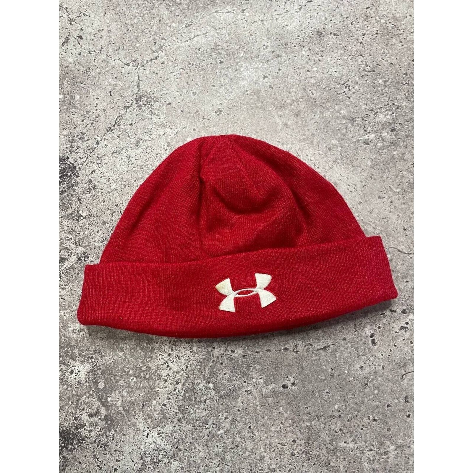 Under Armour × Vintage Vintage Under Armour Red Knit Beanie Hat One Size Size ONE SIZE - 1 Thumbnail