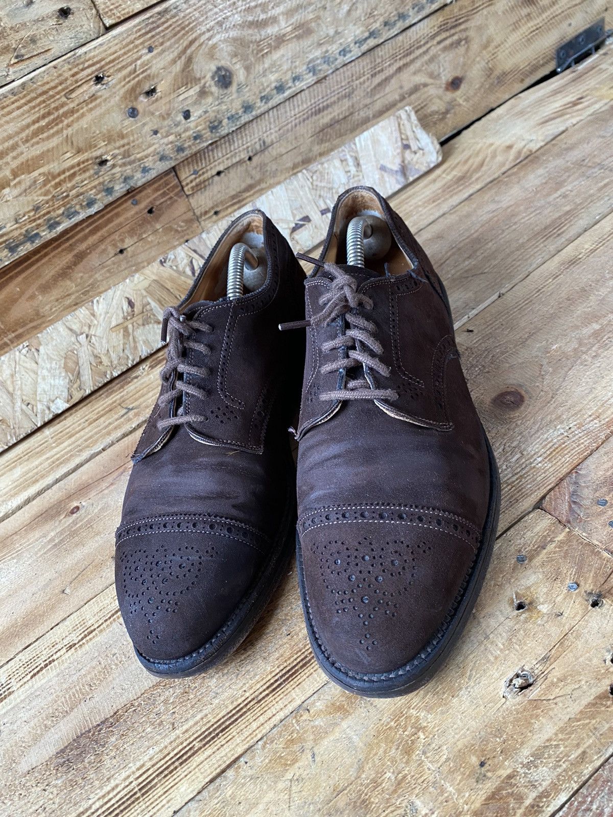 Alden Alden oxford brown suede cap-toe leather shoes sz 8E Size US 8 / EU 41 - 10 Thumbnail