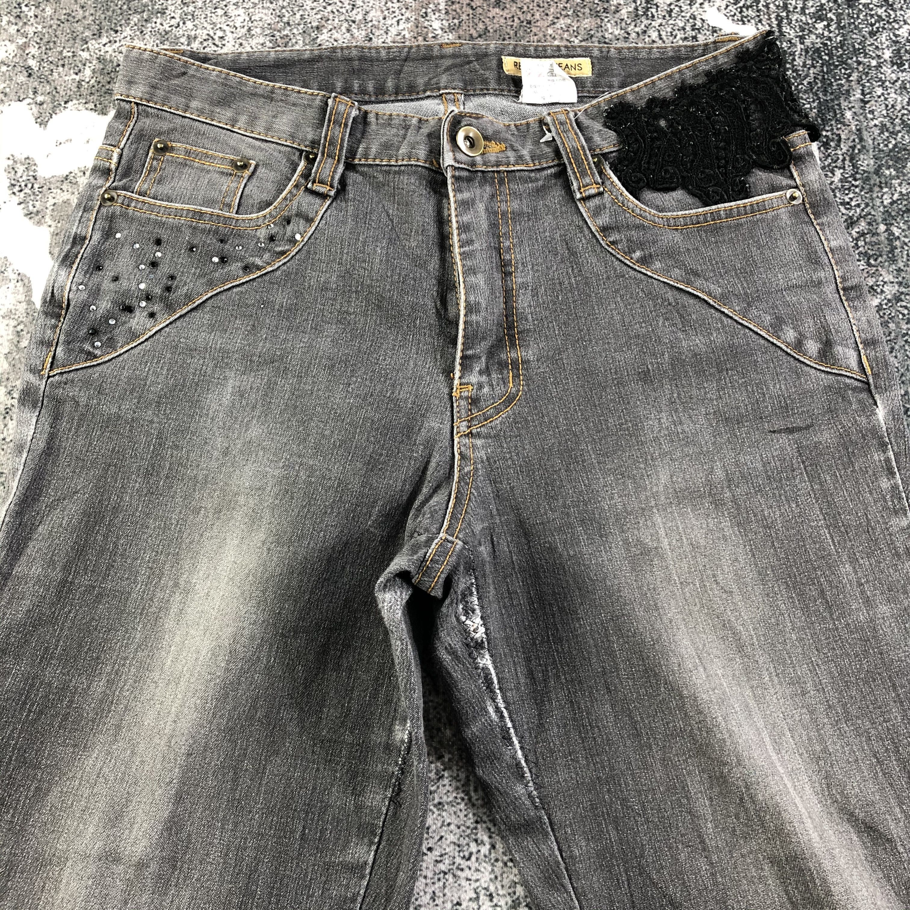 Japanese Brand Vintage Renault Jeans Faded Black Flare Denim KJ1811 Size 29" - 3 Thumbnail