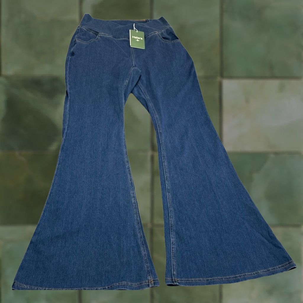 Vintage Halara Jeans Wide-Leg Mid Rise Denim Women M Size Blue Cotton Blend Pockets 30 Inseam Stretch NWT Size 32" / US 10 / IT 46 - 1 Thumbnail