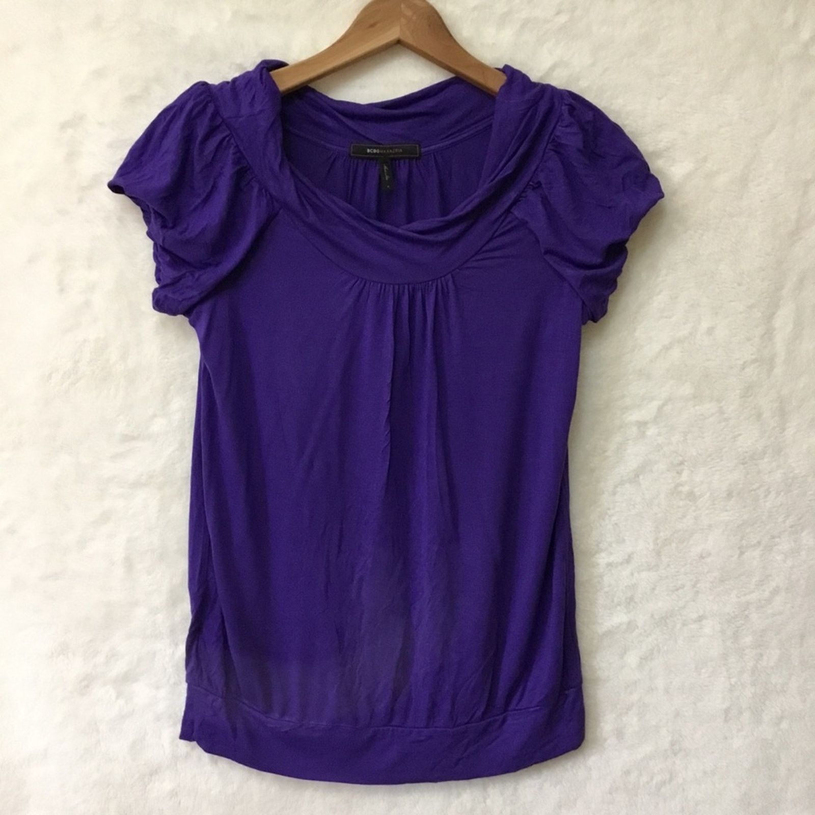 Bcbgmaxazria BCBGMaxAzria Purple Short Sleeve Top Size S / US 4 / IT 40 - 2 Thumbnail