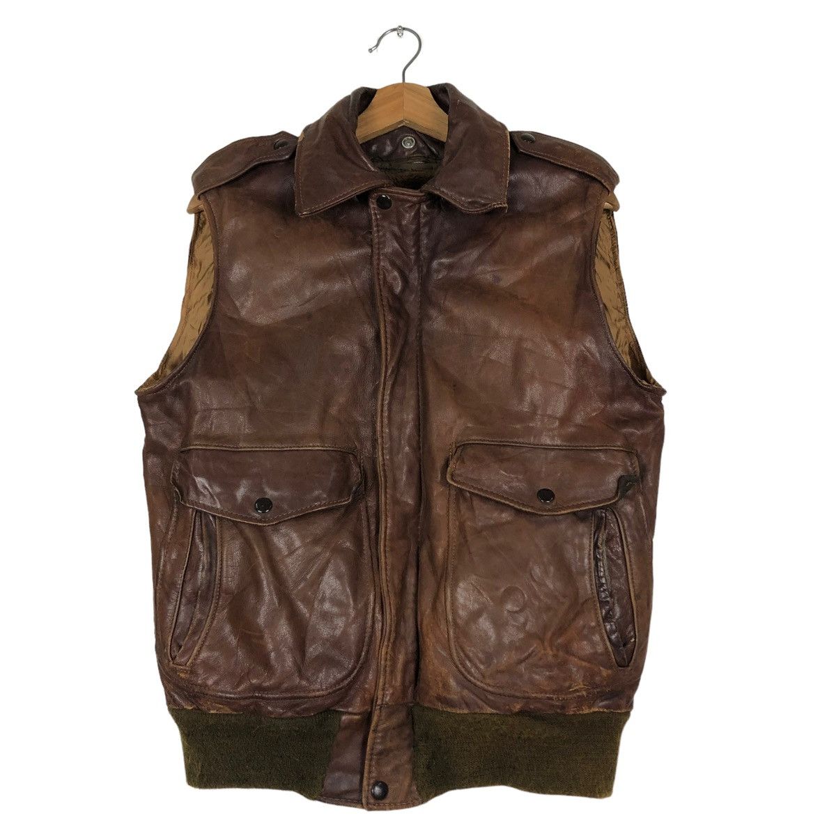 Schott 🔥VINTAGE SCHOTT LEATHER TANK TOP JACKET MADE IN USA Size US M / EU 48-50 / 2 - 1 Thumbnail