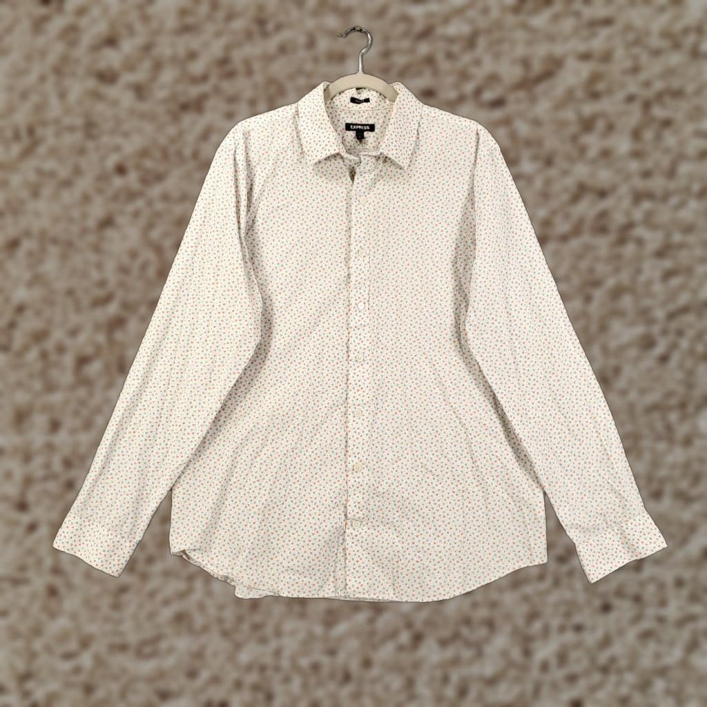 Express Express Shirt Mens XL Extra Slim Little Flowers Allover Button Up Long Sleeve Size US XL / EU 56 / 4 - 1 Thumbnail