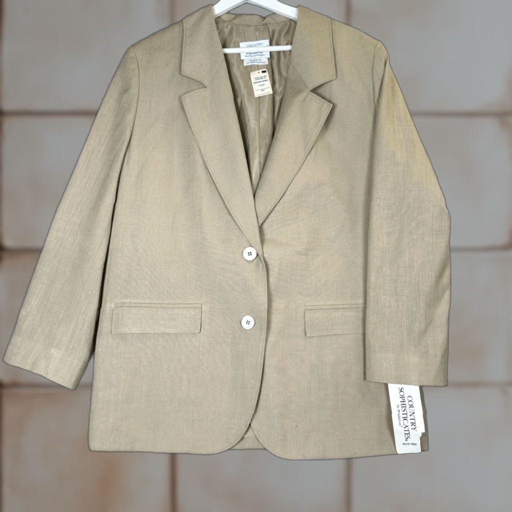 Pendleton Country Sophisticats Pendleton Silk Blend Blazer & Skirt Set Tan NWT 18W Women’s Plus Silk Blend Skirt Suit Tan Womens Size 40" / US 18 - 1 Thumbnail