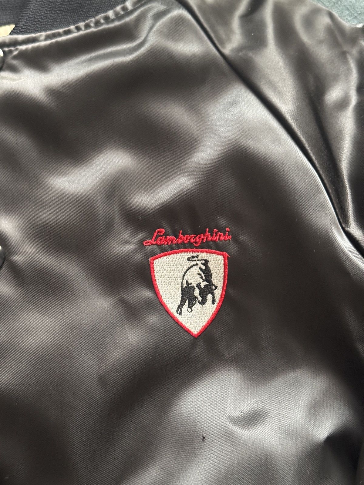 Lamborghini Vintage Lamborghini Black Satin Coat with Red Logo Size US M / EU 48-50 / 2 - 2 Thumbnail