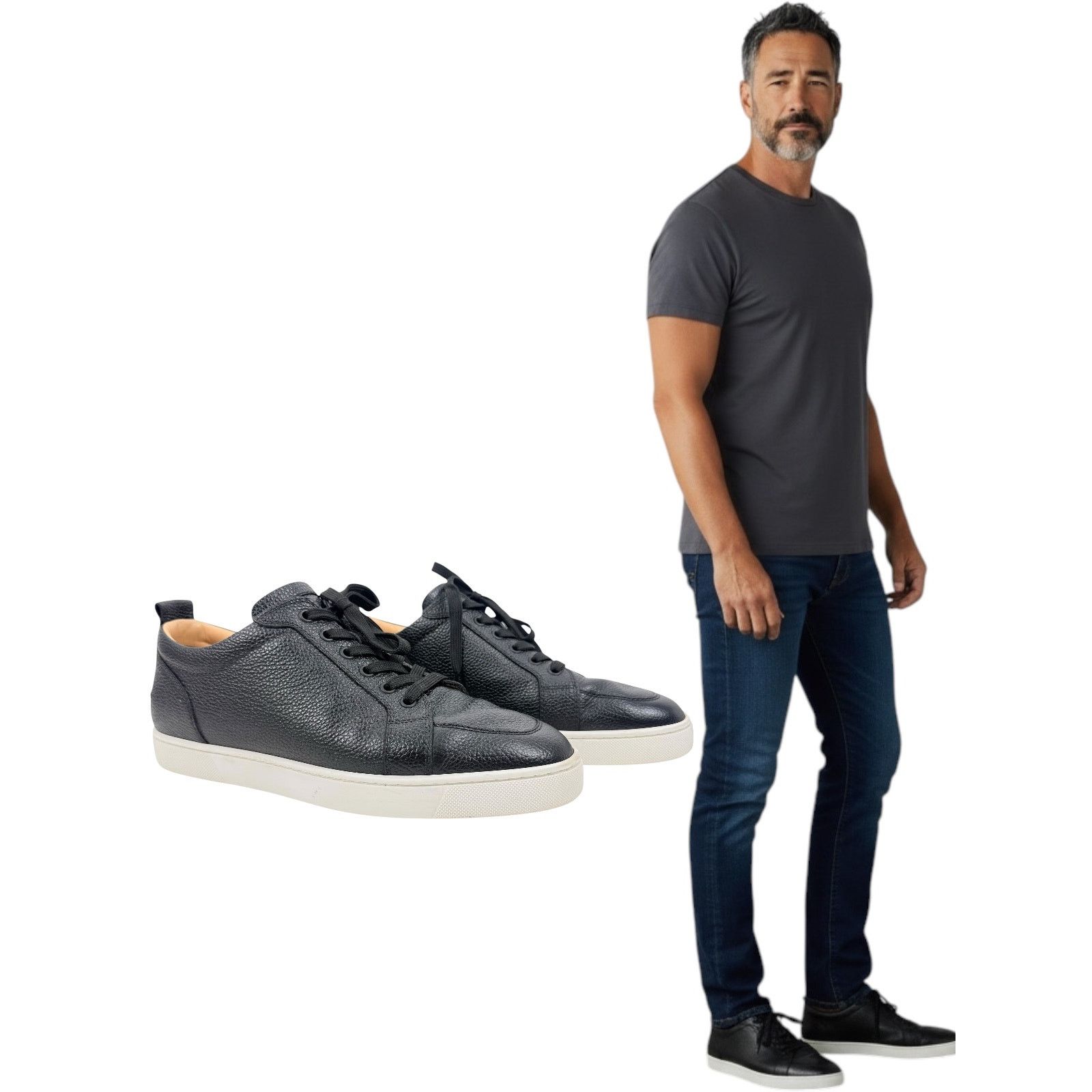 Christian Louboutin Rantulow Black Leather Low Top Sneakers Men’s EU 43 US 10 Rantulow - Sneakers - Cotton - Black - Men - Christian  main image 3