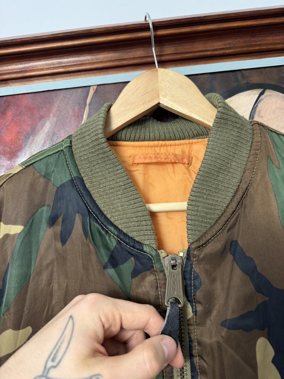 Vintage Camo Bomber Jacket Rare Streetwear Hype RAF Vibe Rap Y2k Size US M / EU 48-50 / 2 - 3 Thumbnail