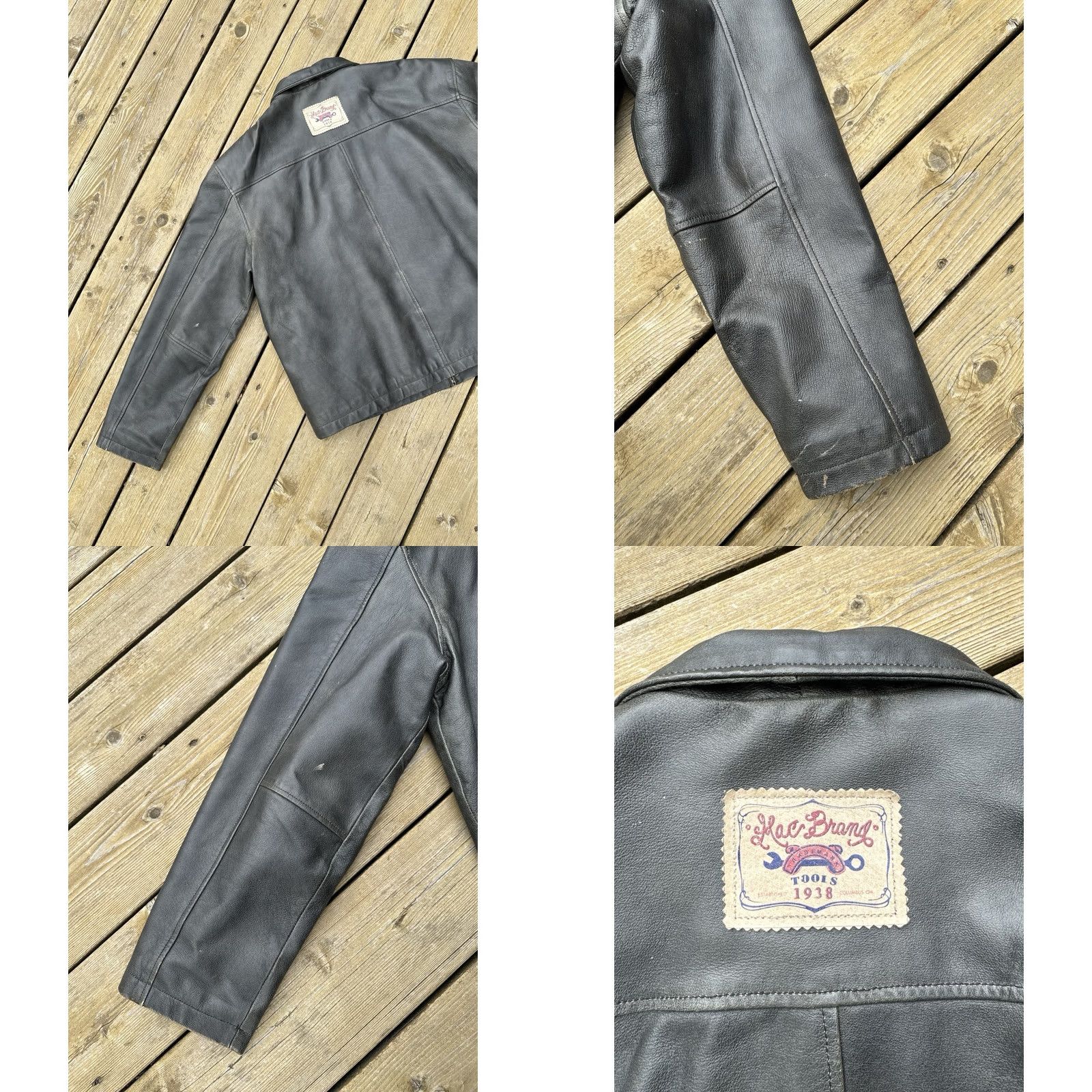 Vintage MAC Tools Leather Jacket Black Zip Coat Quilted Lined Workwear Men’s XL Bomber Jacket Size US XL / EU 56 / 4 - 9 Thumbnail