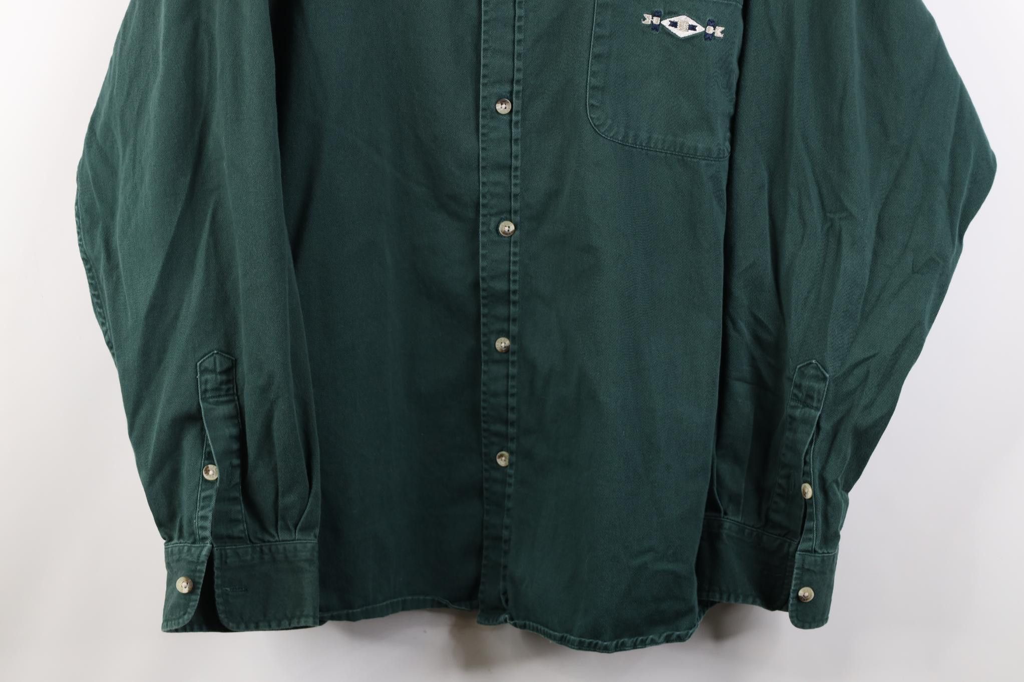 Vintage Vintage 90s Streetwear Cowboy Band Collar Button Shirt Green Size US XL / EU 56 / 4 - 3 Thumbnail