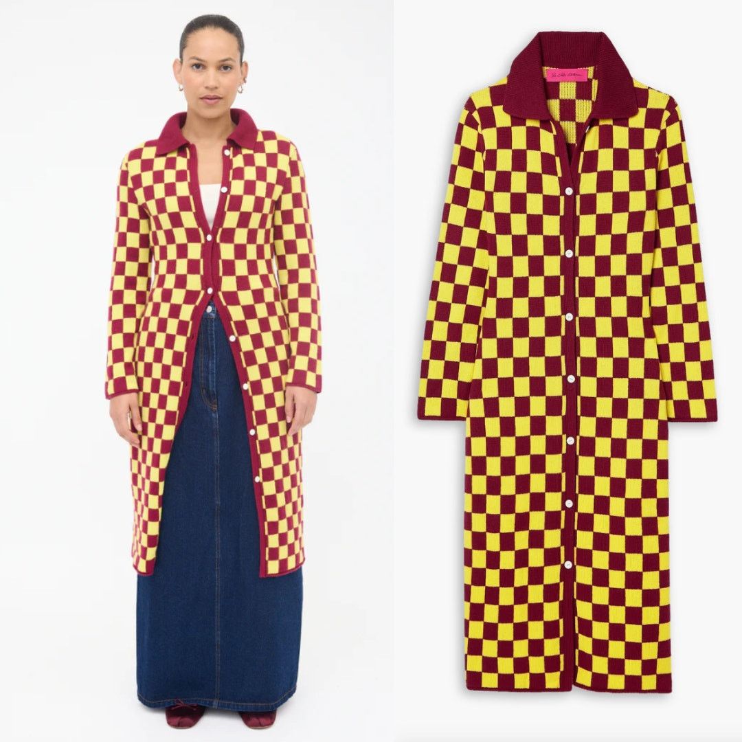 The Elder Statesman The Elder Statesman | Red & Yellow Checkered Cashmere Cardi Size S / US 4 / IT 40 - 3 Thumbnail