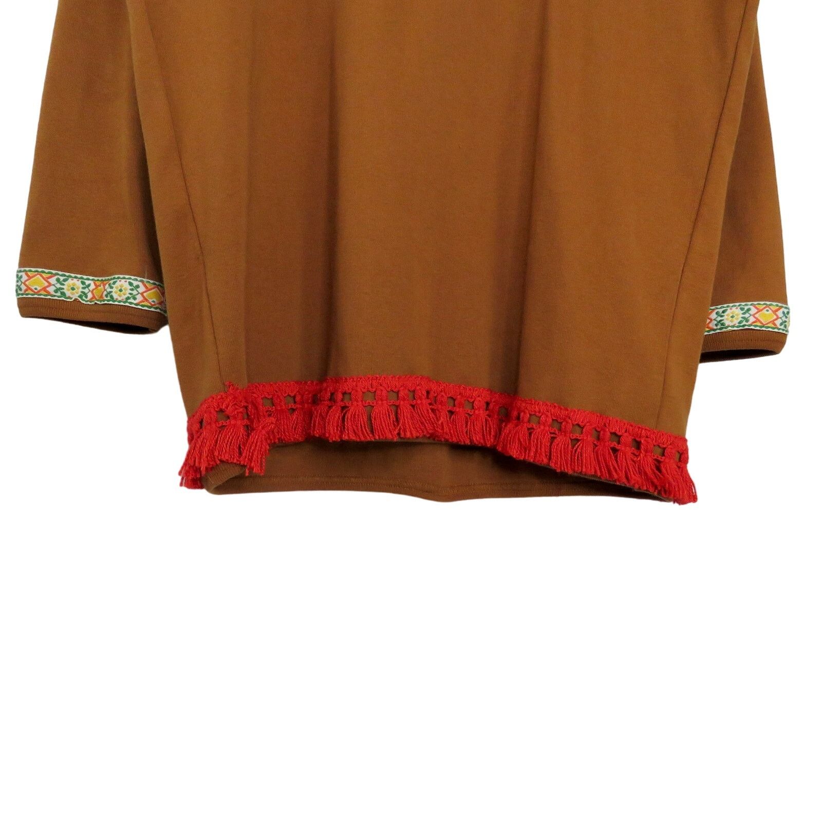 Vintage VTG. Songwriter Embroidered Brown Boho Western Tassel Blouse Size S / US 4 / IT 40 - 8 Thumbnail