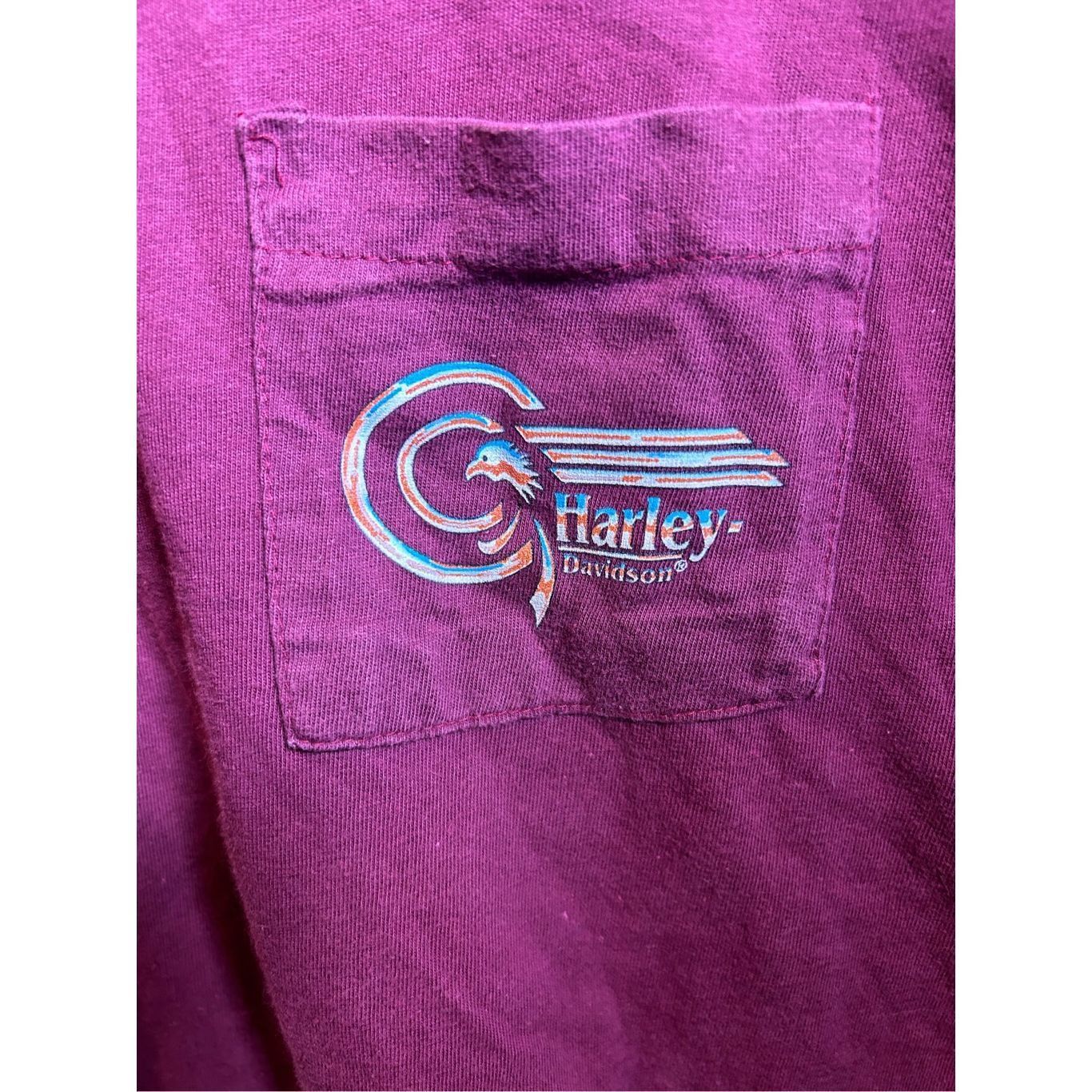 Vintage Vintage 1990s Single Stitch Sidewinder Harley Davidson Long Sleeve Pocket Fire Size US L / EU 52-54 / 3 - 3 Thumbnail
