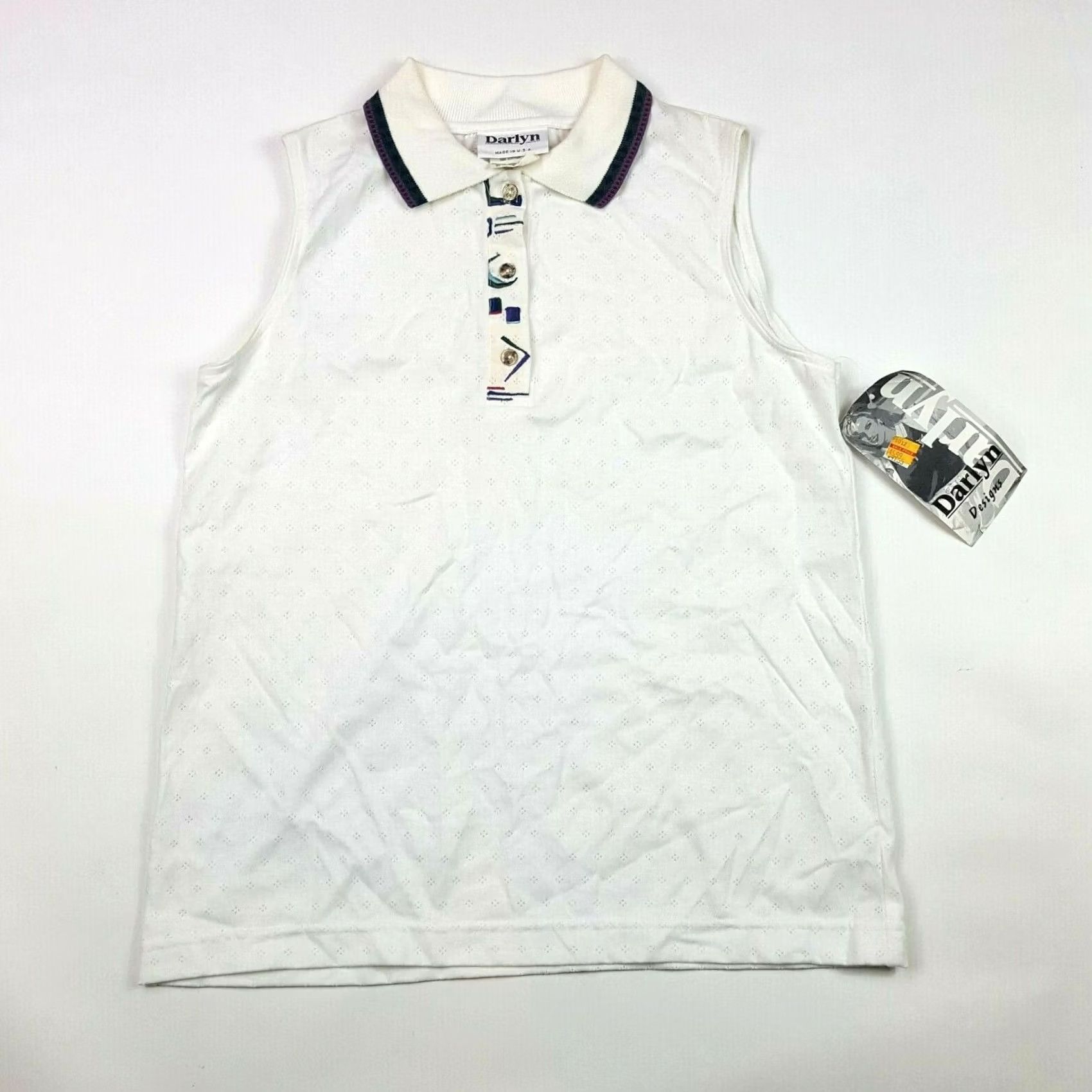 Vintage VINTAGE Darlyn Polo Shirt Women's Golf Tennis Sleeveless Tank Top M White 90s Preppy Casual Shirts Size M / US 6-8 / IT 42-44 - 2 Thumbnail